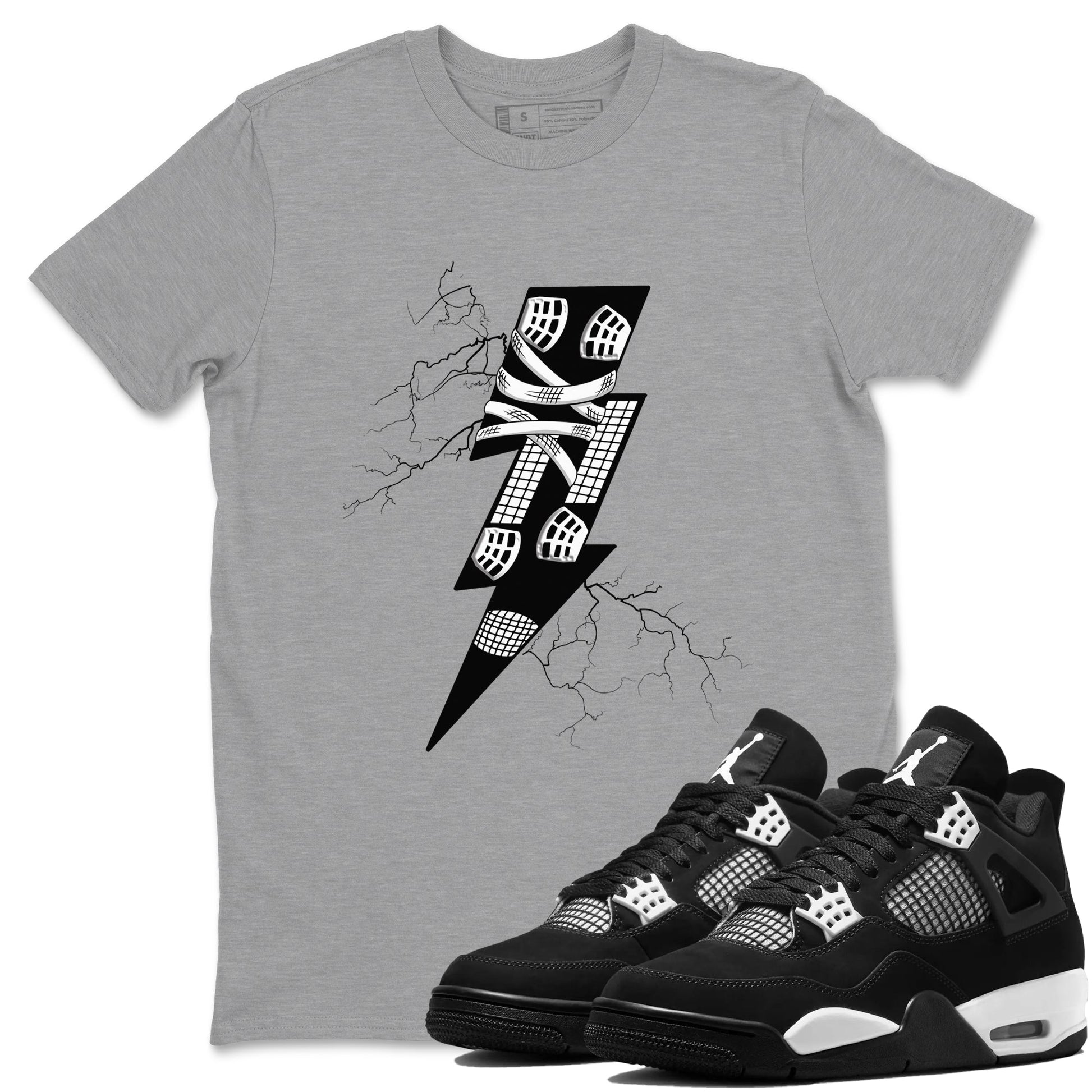 AJ4 White Thunder shirts to match jordans Thunder Kick sneaker match tees Air Jordan 4 White Thunder Drip Gear Zone streetwear brand Heather Grey 1 unisex cotton tee