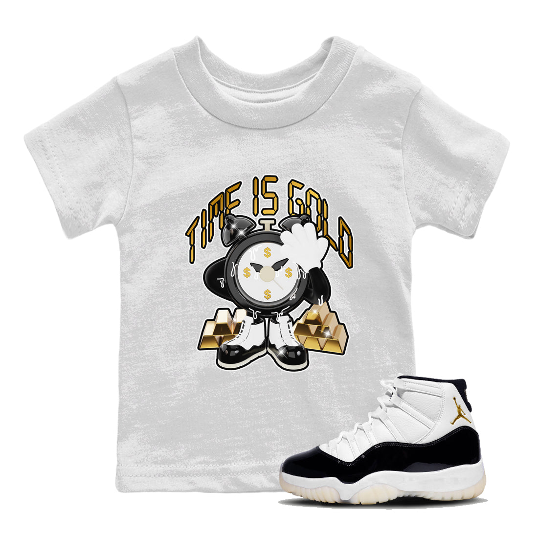 Air Jordan 11 Gratitude shirt to match jordans Time Is Gold sneaker tees AJ11 Gratitude Drip Gear Zone Baby Toddler White 1 T-Shirt