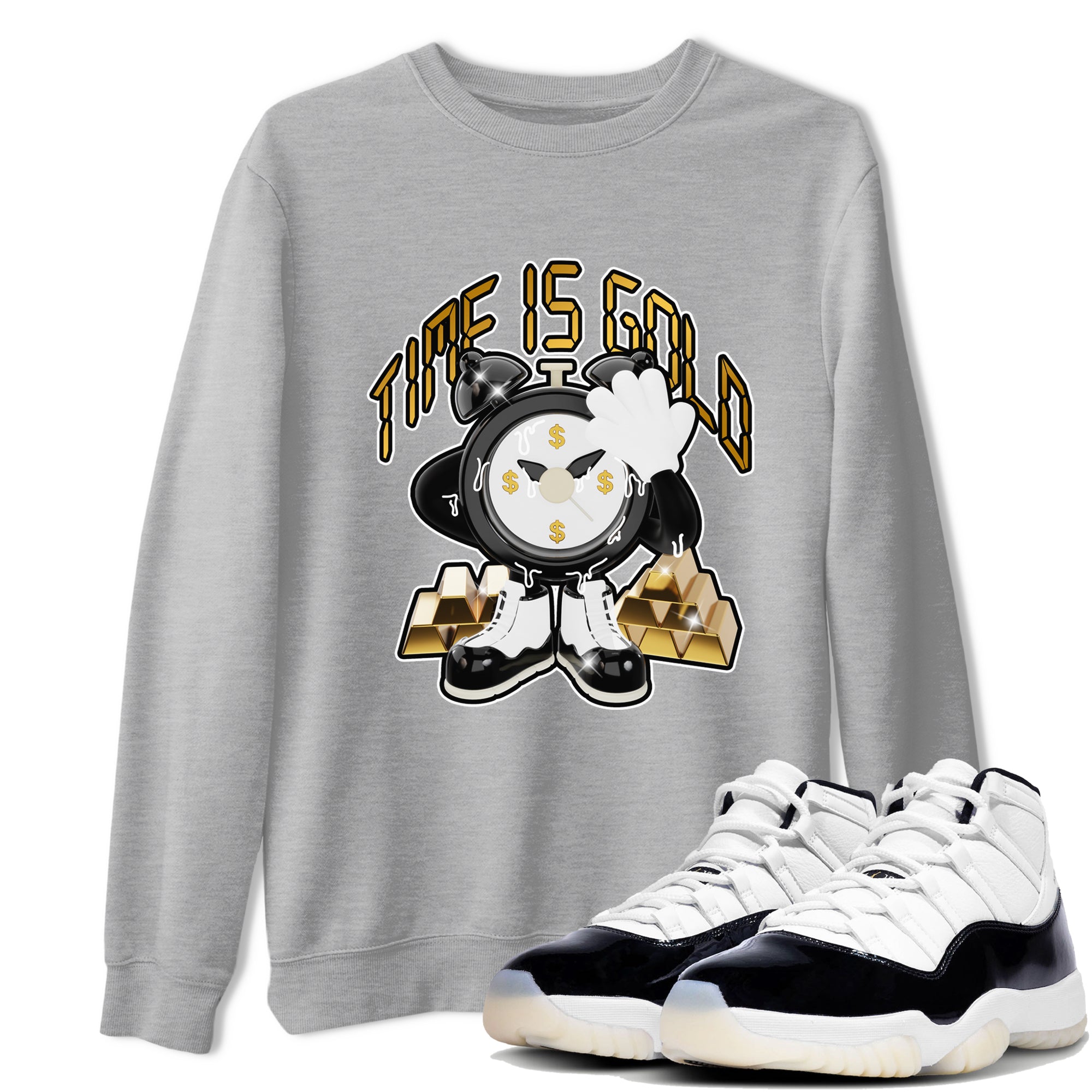 Air Jordan 11 Gratitude shirt to match jordans Time Is Gold sneaker tees AJ11 Gratitude Drip Gear Zone Unisex Heather Grey 1 T-Shirt