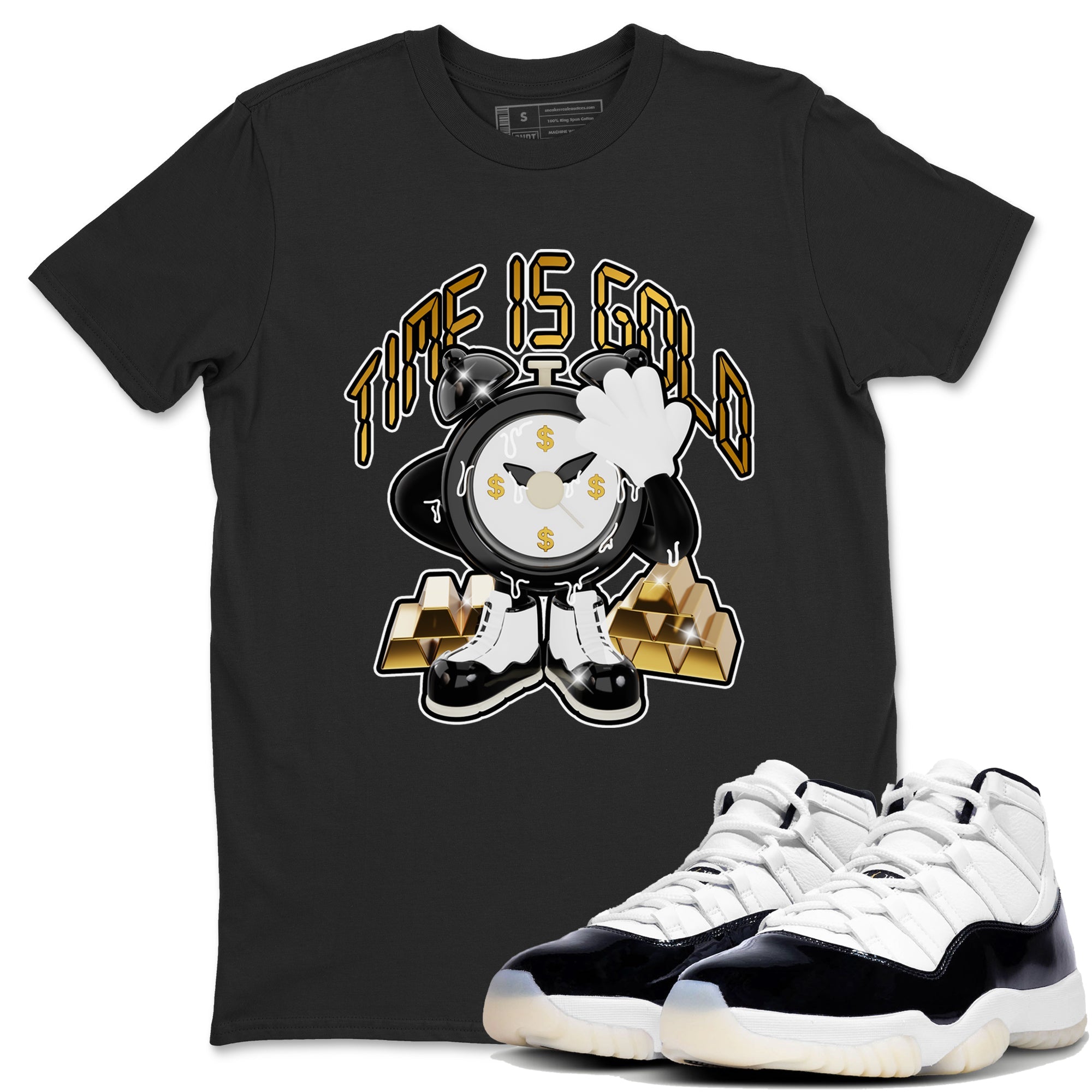 Air Jordan 11 Gratitude shirt to match jordans Time Is Gold sneaker tees AJ11 Gratitude Drip Gear Zone Unisex Black 1 T-Shirt