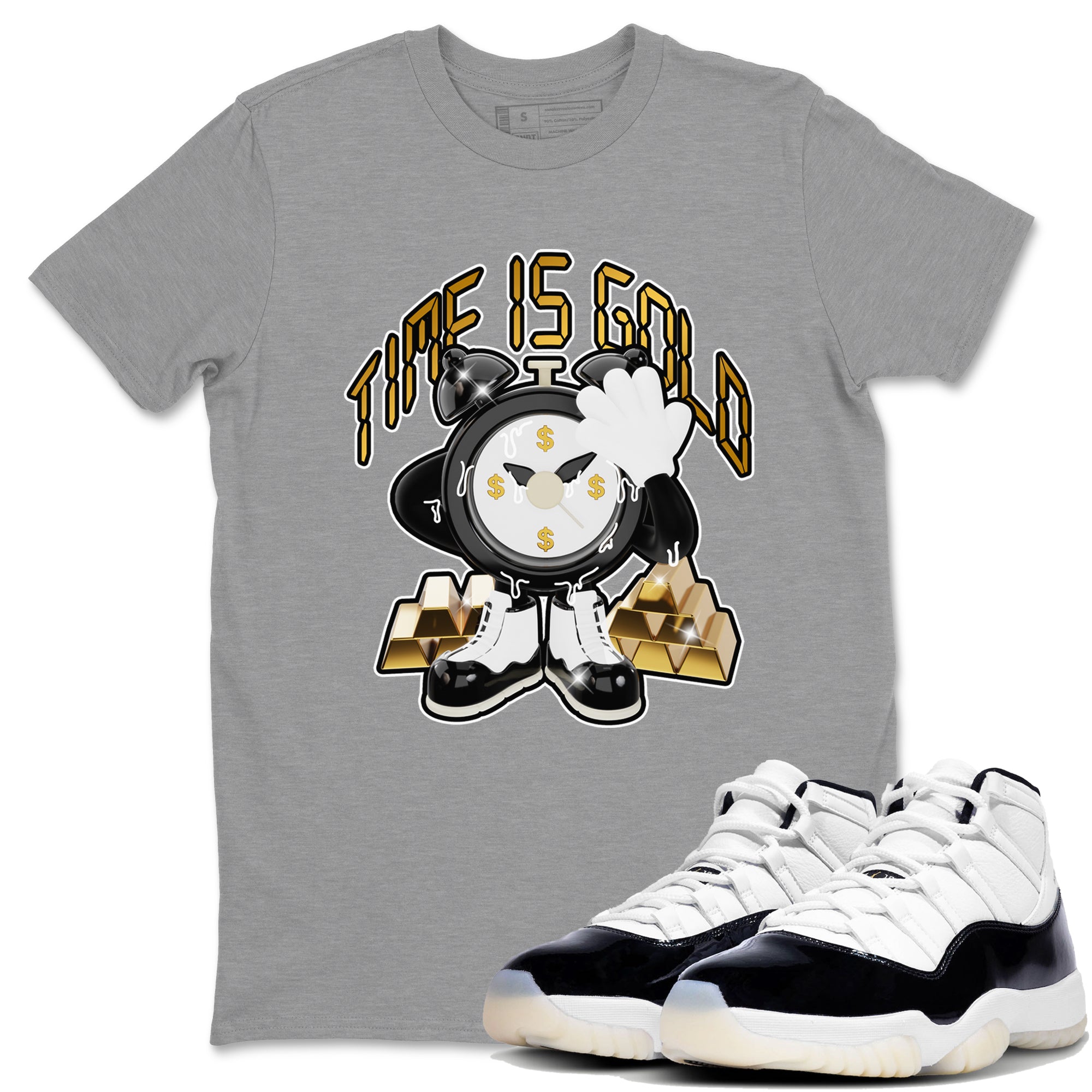 Air Jordan 11 Gratitude shirt to match jordans Time Is Gold sneaker tees AJ11 Gratitude Drip Gear Zone Unisex Heather Grey 1 T-Shirt