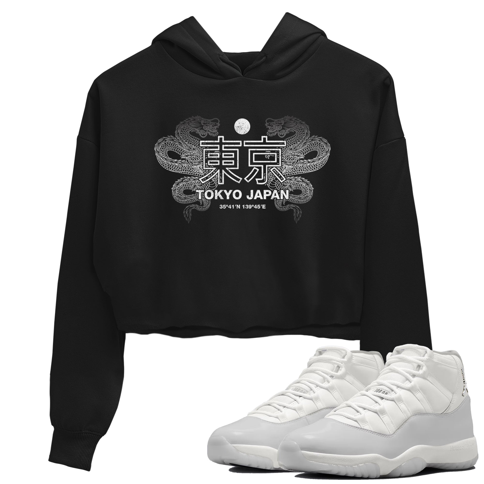 11s Grand Finale Sneaker match tees  Sneaker Tees To Match Jordan 11 Grand Finale Sneakers  Tokyo Dragons Crop Graphic T-Shirt Black 1