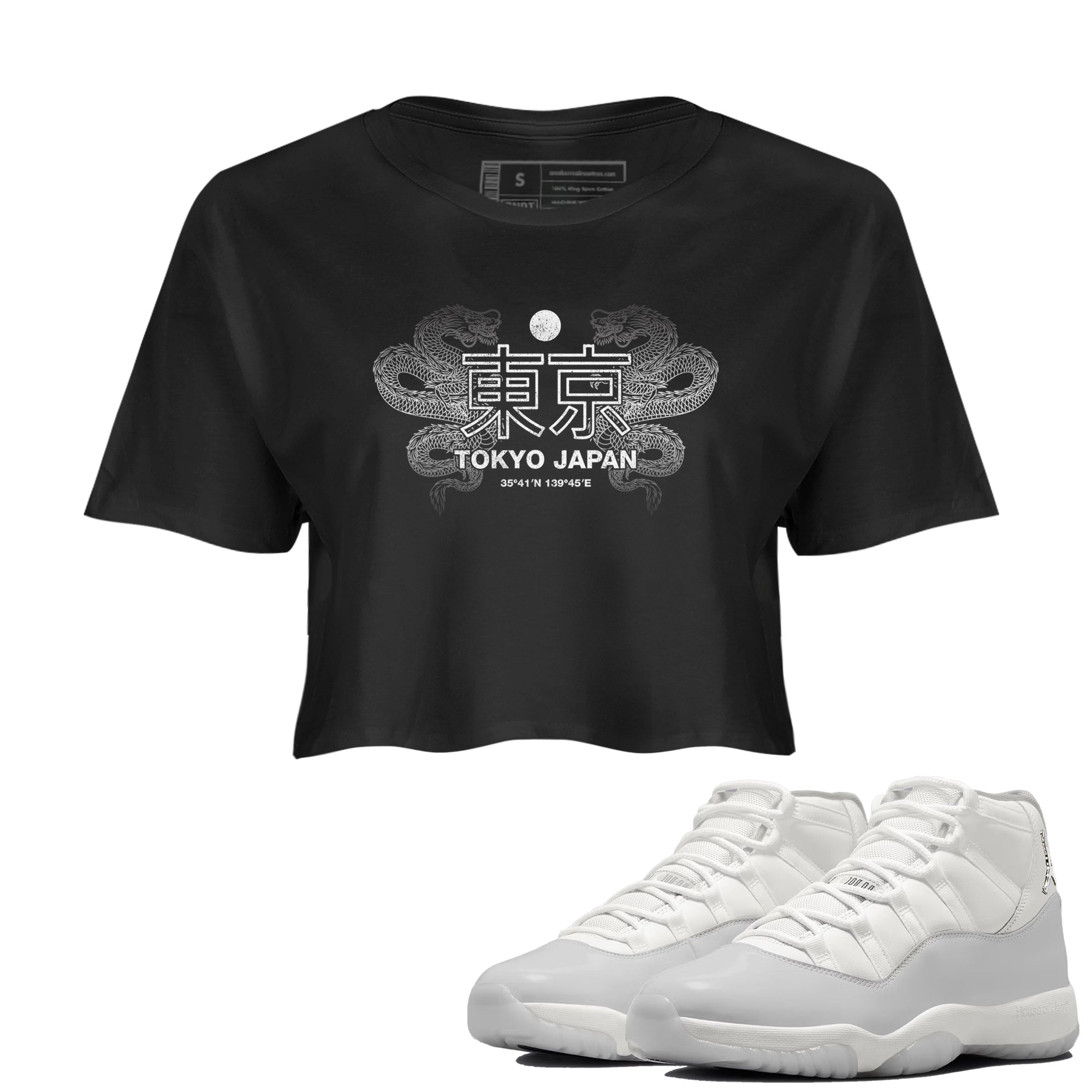 11s Grand Finale Sneaker match tees  Sneaker Tees To Match Jordan 11 Grand Finale Sneakers  Tokyo Dragons Crop Graphic T-Shirt Black 1
