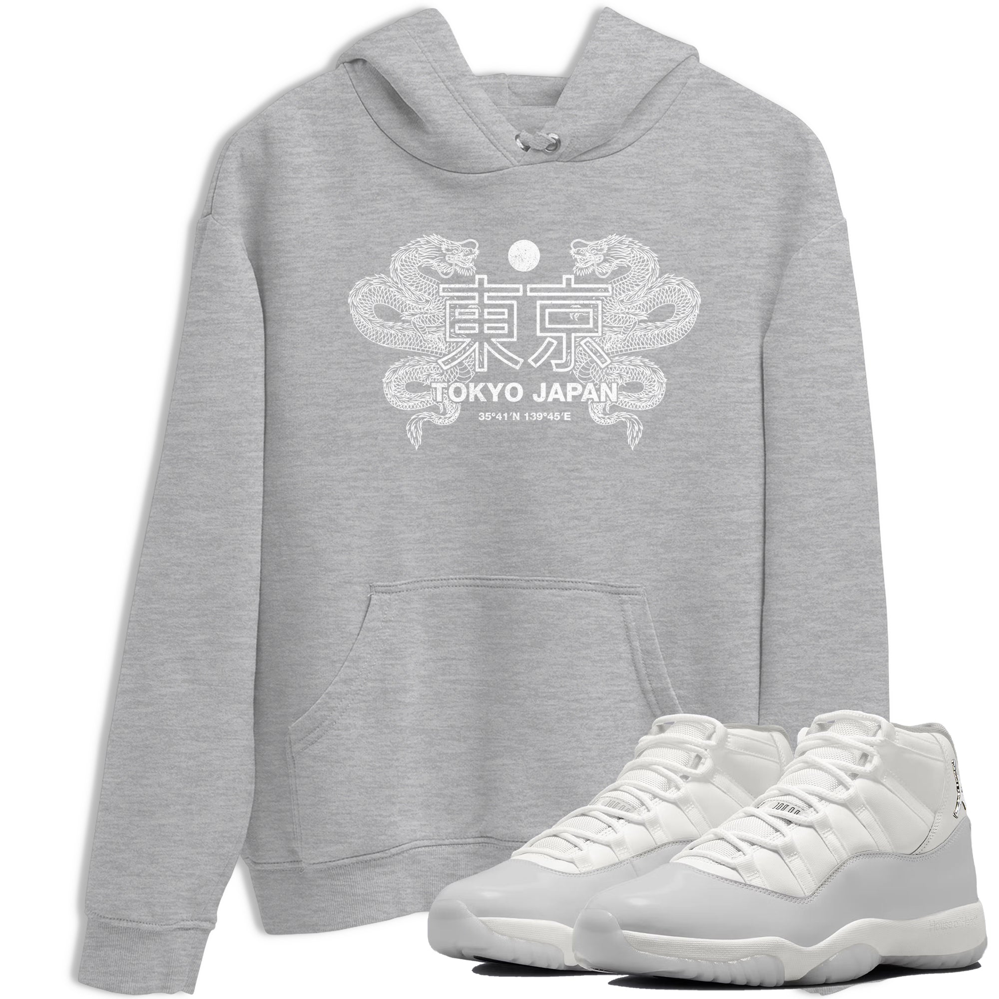 11s Grand Finale Sneaker match tees  Sneaker Tees To Match Jordan 11 Grand Finale Sneakers  Tokyo Dragons Graphic Tee Heather Grey 1