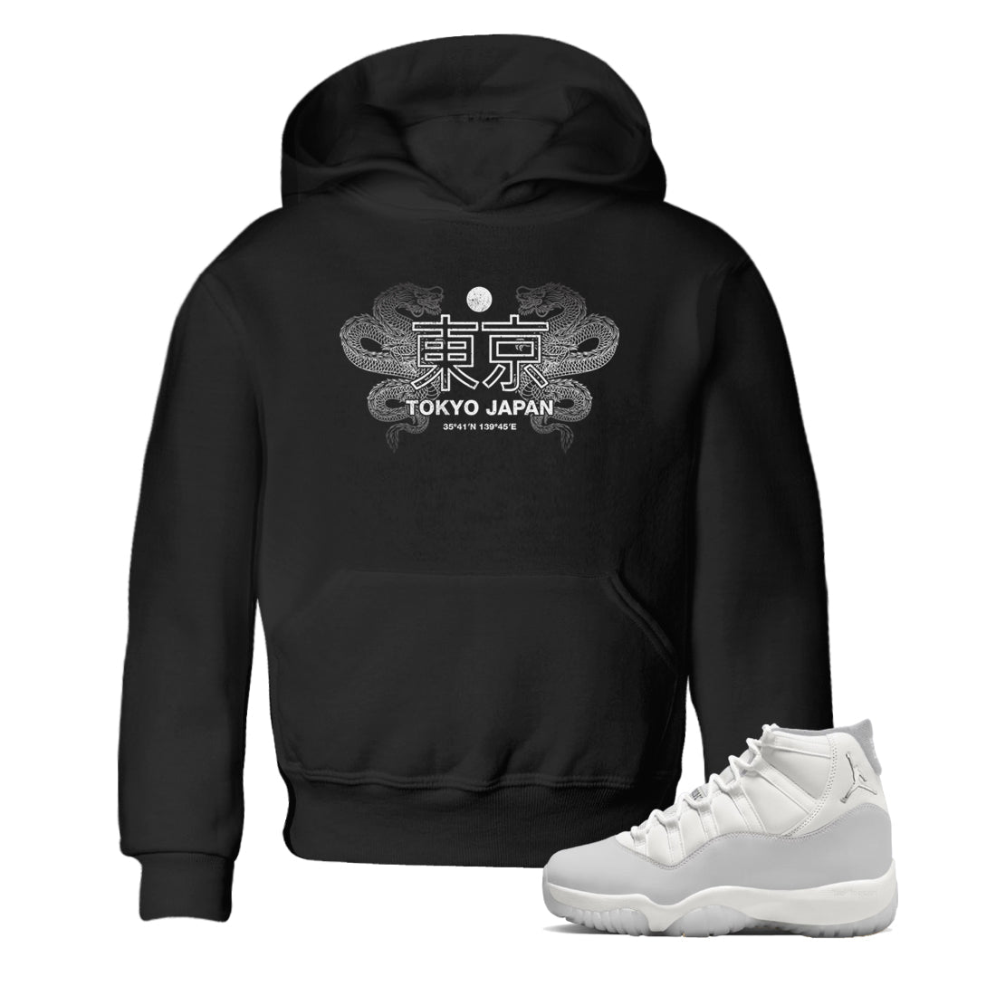 11s Grand Finale Sneaker match tees  Sneaker Tees To Match Jordan 11 Grand Finale Sneakers  Tokyo Dragons Kids Graphic T-Shirt Black 1