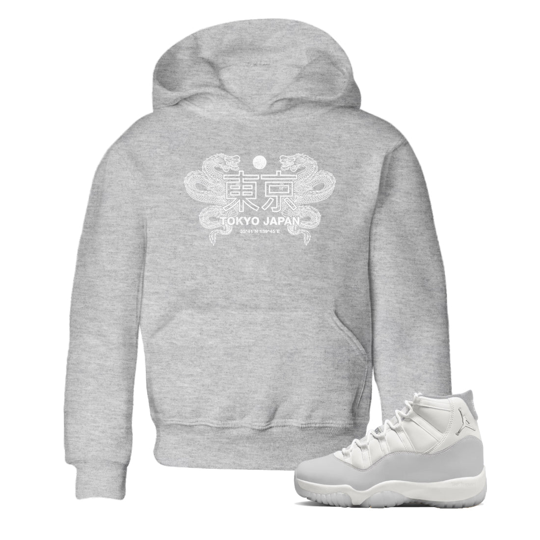 11s Grand Finale Sneaker match tees  Sneaker Tees To Match Jordan 11 Grand Finale Sneakers  Tokyo Dragons Kids Graphic T-Shirt Heather Grey 1