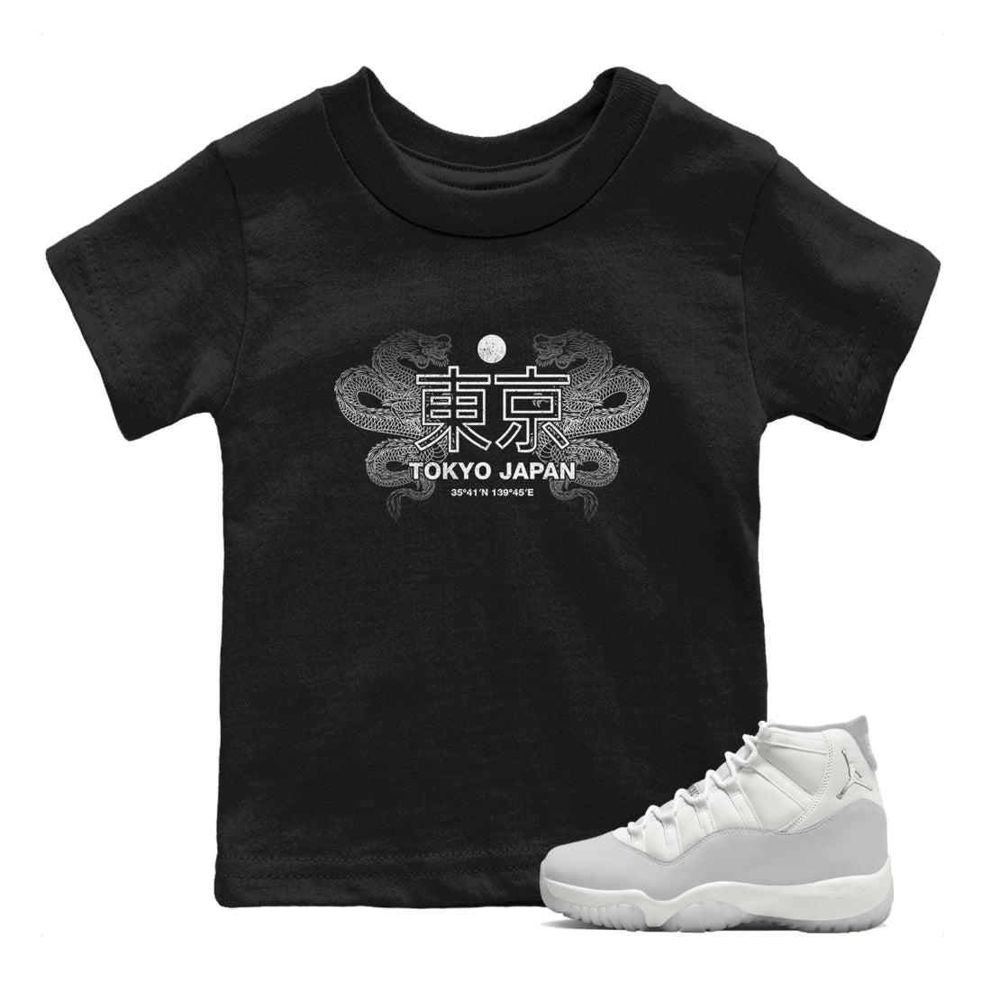 11s Grand Finale Sneaker match tees  Sneaker Tees To Match Jordan 11 Grand Finale Sneakers  Tokyo Dragons Kids Graphic T-Shirt Black 1