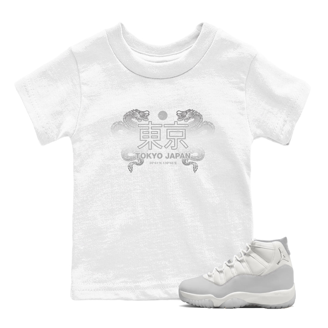 11s Grand Finale Sneaker match tees  Sneaker Tees To Match Jordan 11 Grand Finale Sneakers  Tokyo Dragons Kids Graphic T-Shirt White 1