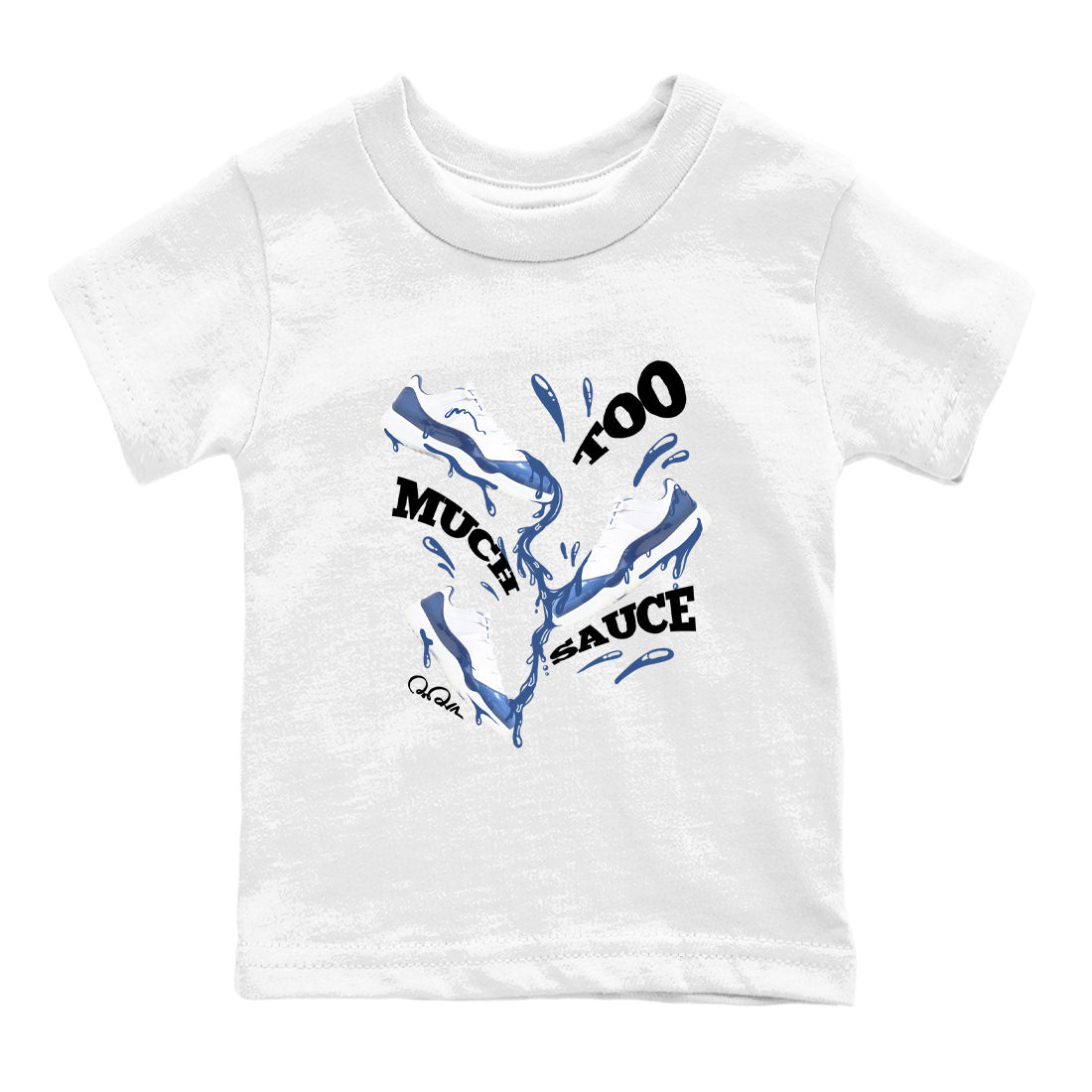 11s Diffused Blue Shirts To Match Jordans Too Much Sauce sneaker match tees Air Jordan 11 Diffused Blue Tee Drip Gear Zone Youth Baby White 2 crew neck shirts