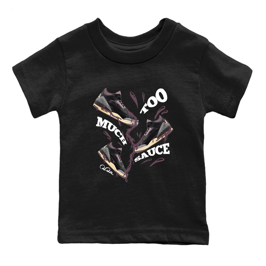 3s A Ma Maniere x Black shirts to match jordans Too Much Sauce sneaker match tees A Ma Maniere x Air Jordan 3 “While You Were Sleeping”Sneaker Release Tees Youth Baby Black 2 crew neck shirts