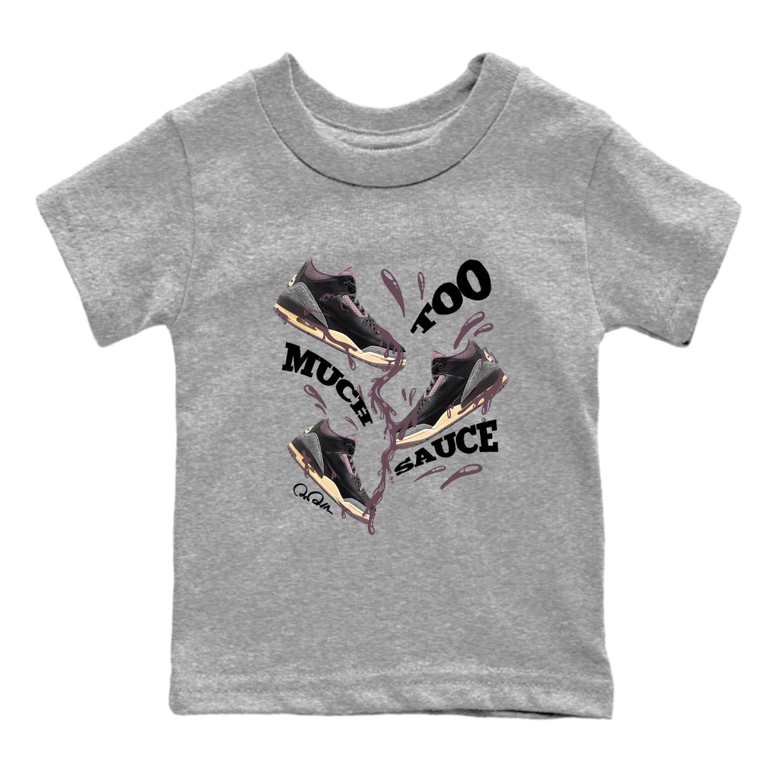 3s A Ma Maniere x Black shirts to match jordans Too Much Sauce sneaker match tees A Ma Maniere x Air Jordan 3 “While You Were Sleeping”Sneaker Release Tees Youth Baby Heather Grey 2 crew neck shirts