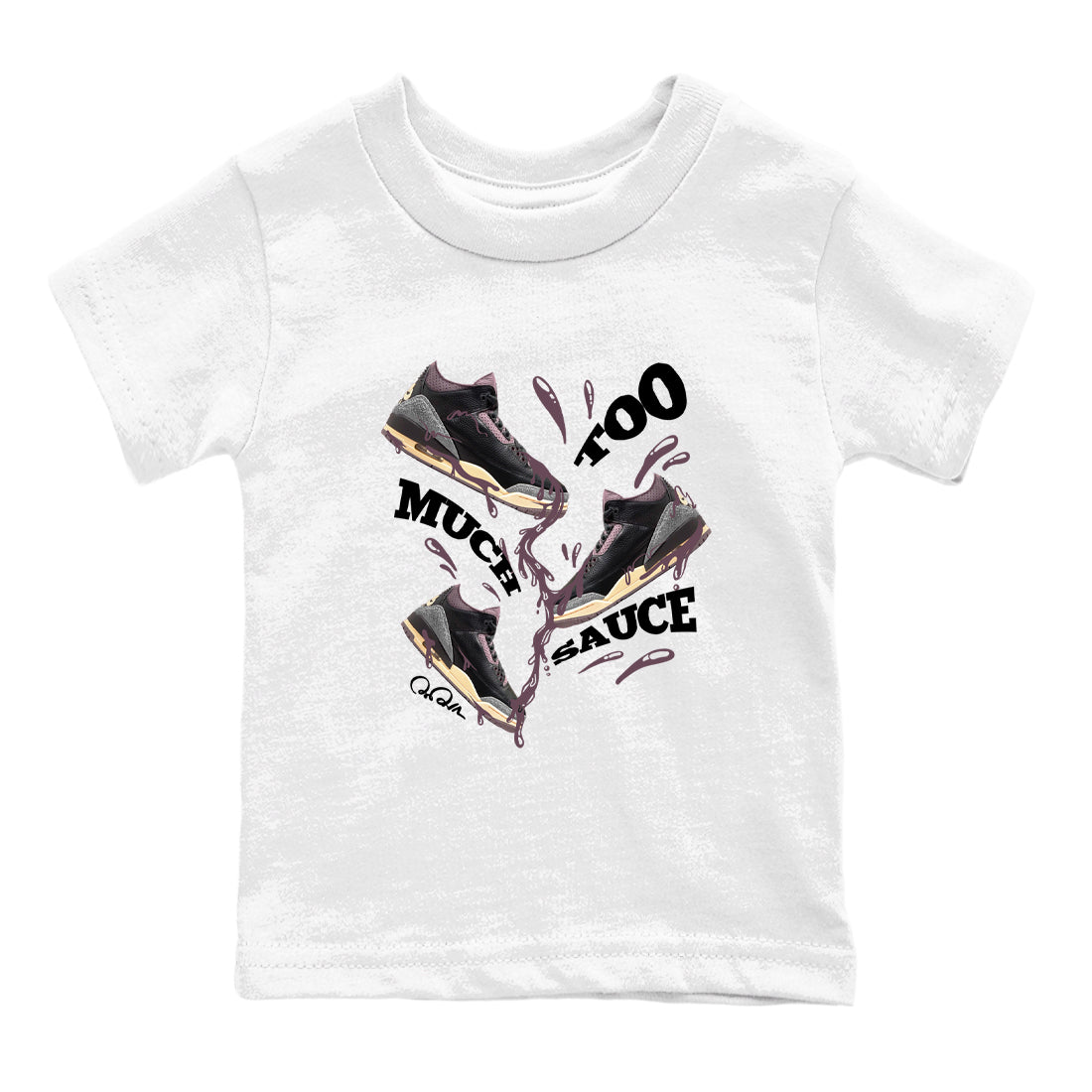 3s A Ma Maniere x Black shirts to match jordans Too Much Sauce sneaker match tees A Ma Maniere x Air Jordan 3 “While You Were Sleeping”Sneaker Release Tees Youth Baby White 2 crew neck shirts