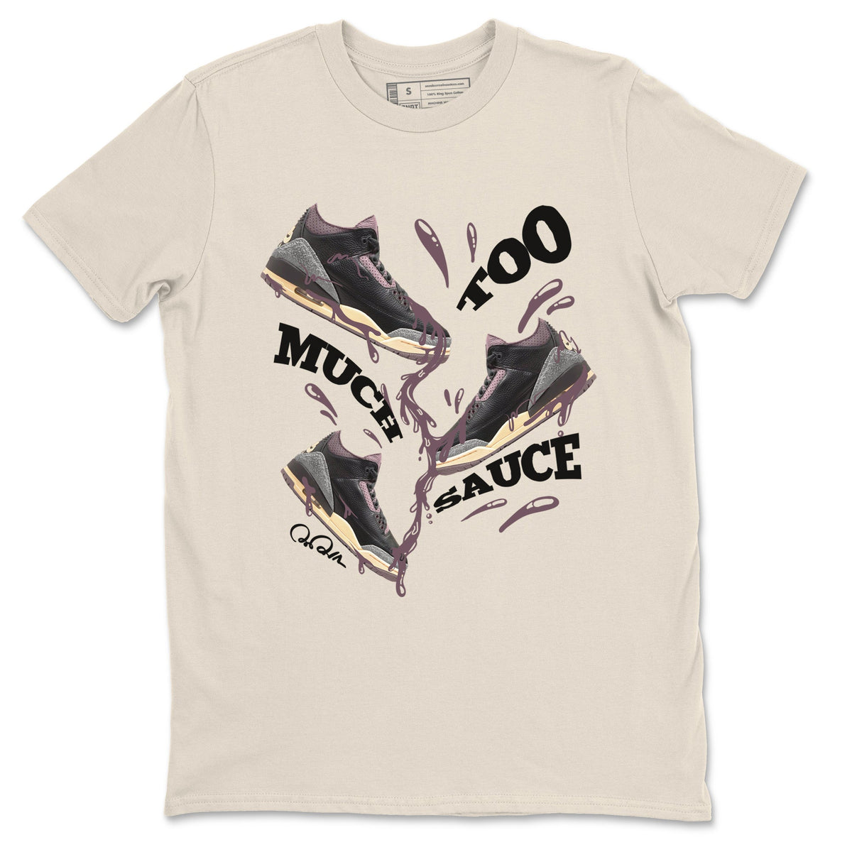 3s A Ma Maniere x Black shirts to match jordans Too Much Sauce sneaker match tees A Ma Maniere x Air Jordan 3 “While You Were Sleeping”Sneaker Release Tees unisex cotton Natural 2 crew neck shirts