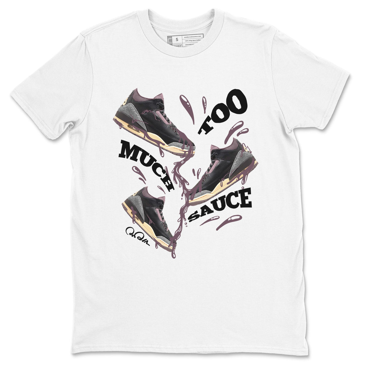 3s A Ma Maniere x Black shirts to match jordans Too Much Sauce sneaker match tees A Ma Maniere x Air Jordan 3 “While You Were Sleeping”Sneaker Release Tees unisex cotton White 2 crew neck shirts