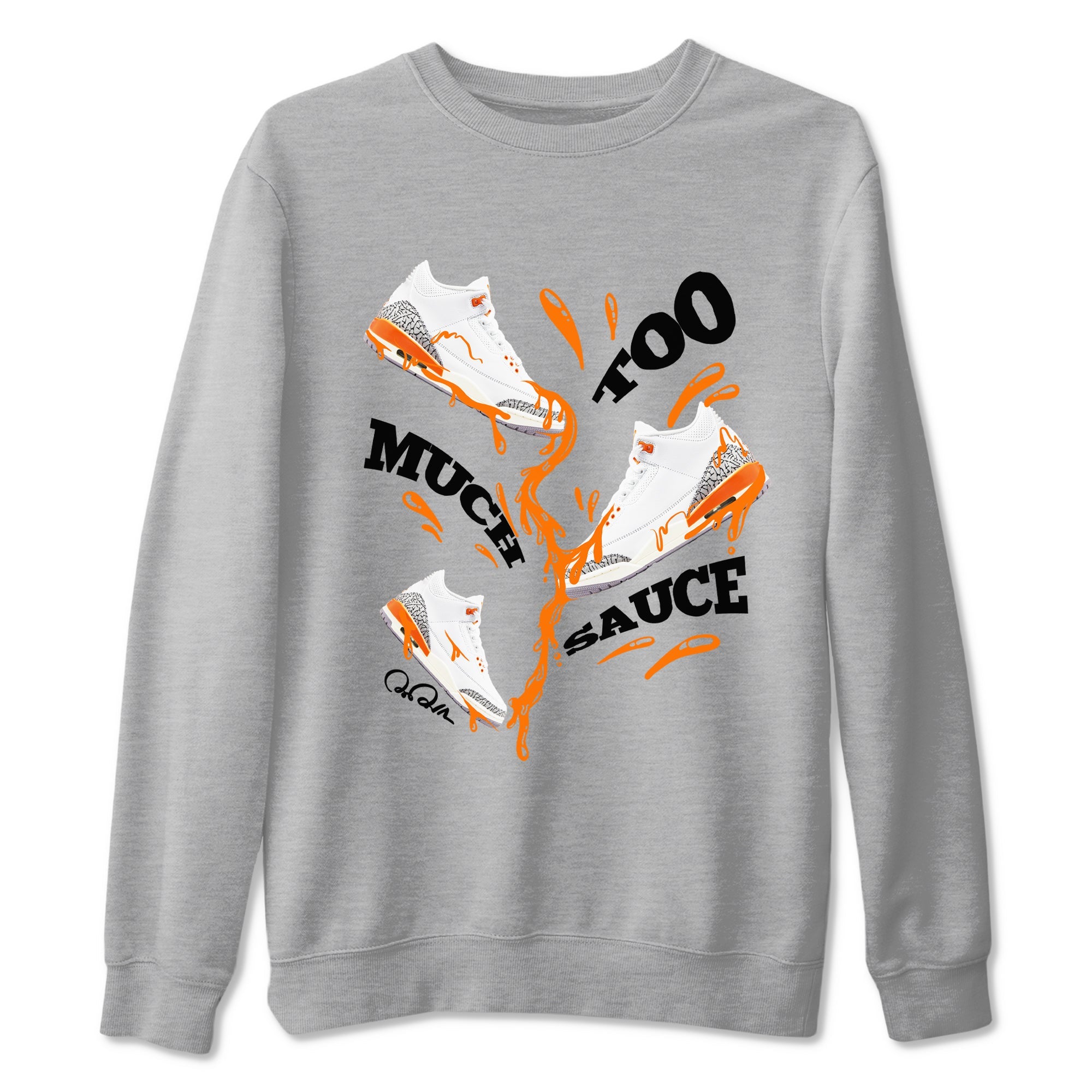 3s Georgia Peach shirt to match jordans Too Much Sauce sneaker tees Air Jordan 3 Georgia Peach Drip Gear Zone unisex cotton Heather Grey 2 crew neck shirt