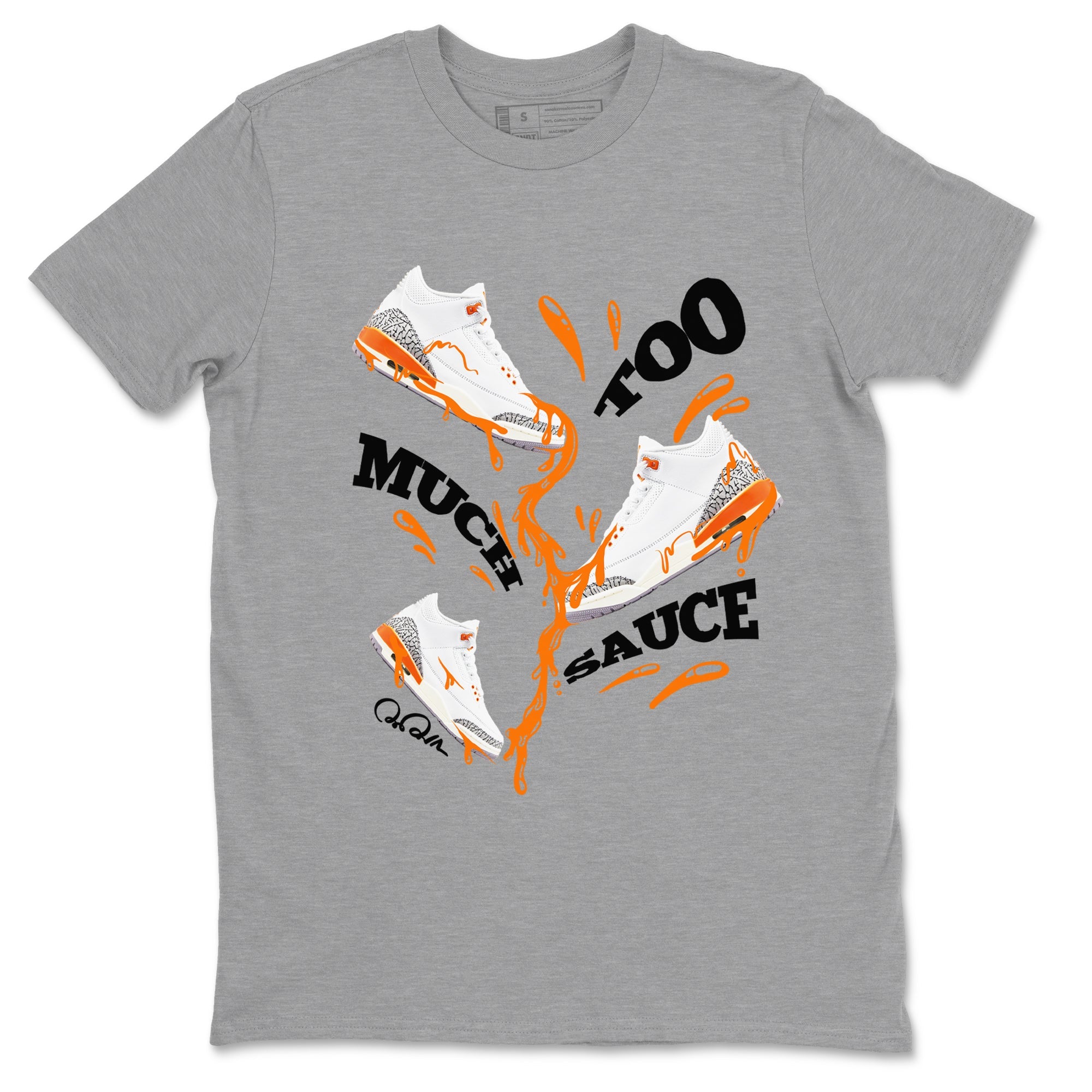 3s Georgia Peach shirt to match jordans Too Much Sauce sneaker tees Air Jordan 3 Georgia Peach Drip Gear Zone unisex cotton Heather Grey 2 crew neck shirt