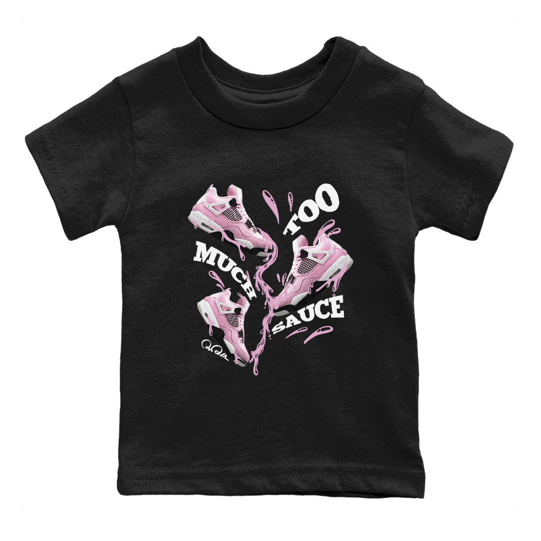 4s Retro Orchid shirts to match jordans Too Much Sauce sneaker match tees Air Jordan 4 WMNS Orchid match shoes to clothes Drip Gear Zone Youth Baby Black 2 tee