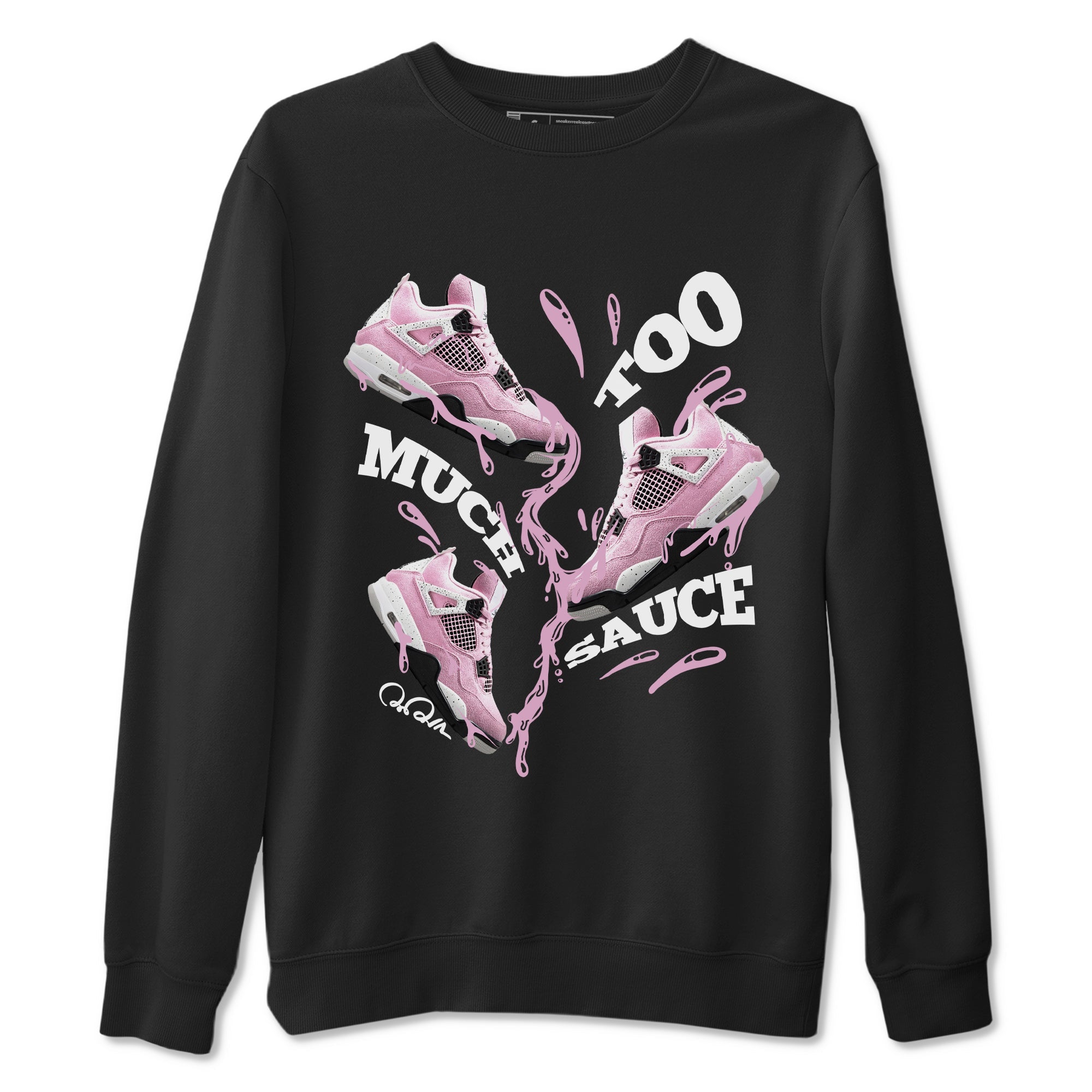 4s Retro Orchid shirts to match jordans Too Much Sauce sneaker match tees Air Jordan 4 WMNS Orchid match shoes to clothes Drip Gear Zone unisex cotton Black 2 shirts