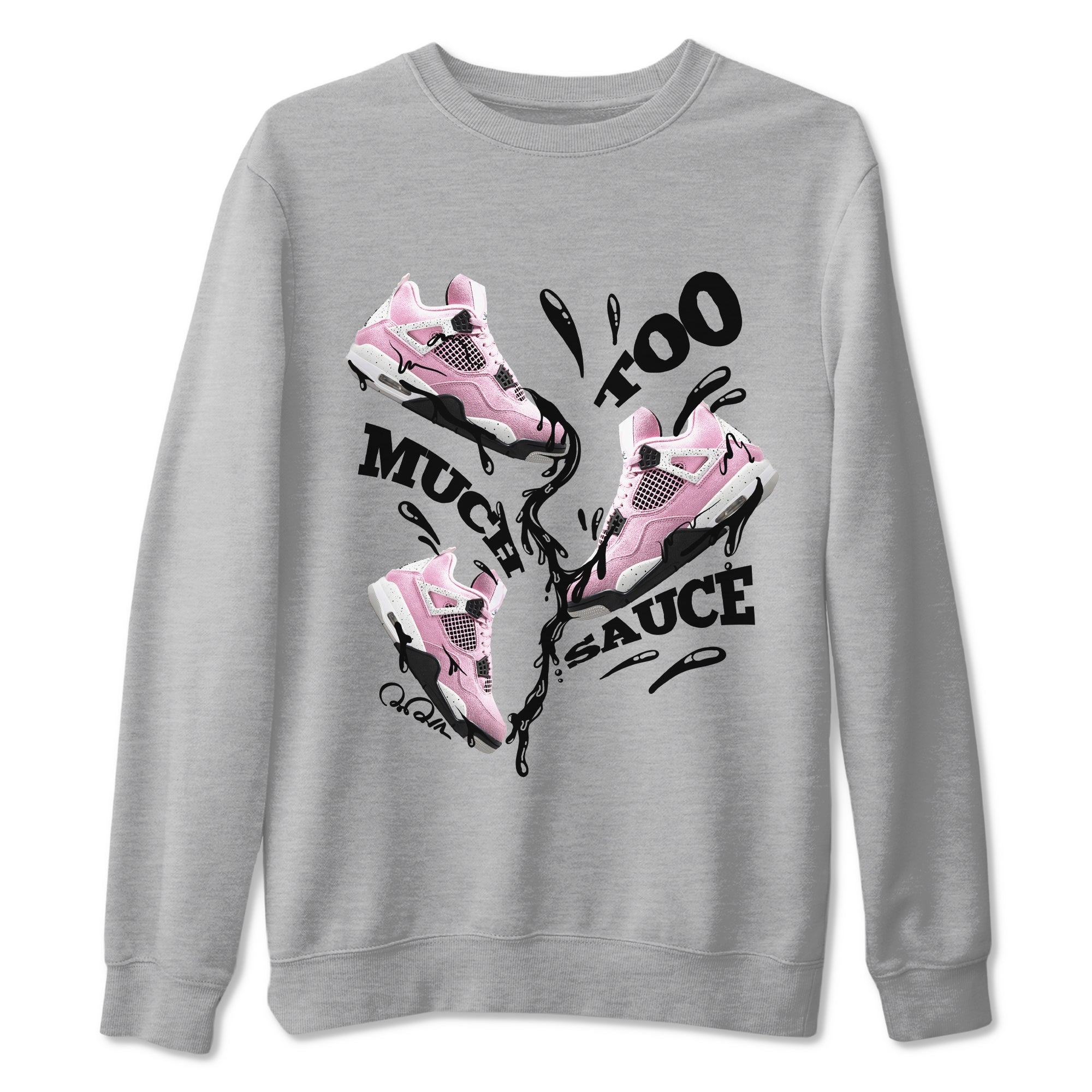 4s Retro Orchid shirts to match jordans Too Much Sauce sneaker match tees Air Jordan 4 WMNS Orchid match shoes to clothes Drip Gear Zone unisex cotton Heather Grey 2 shirts
