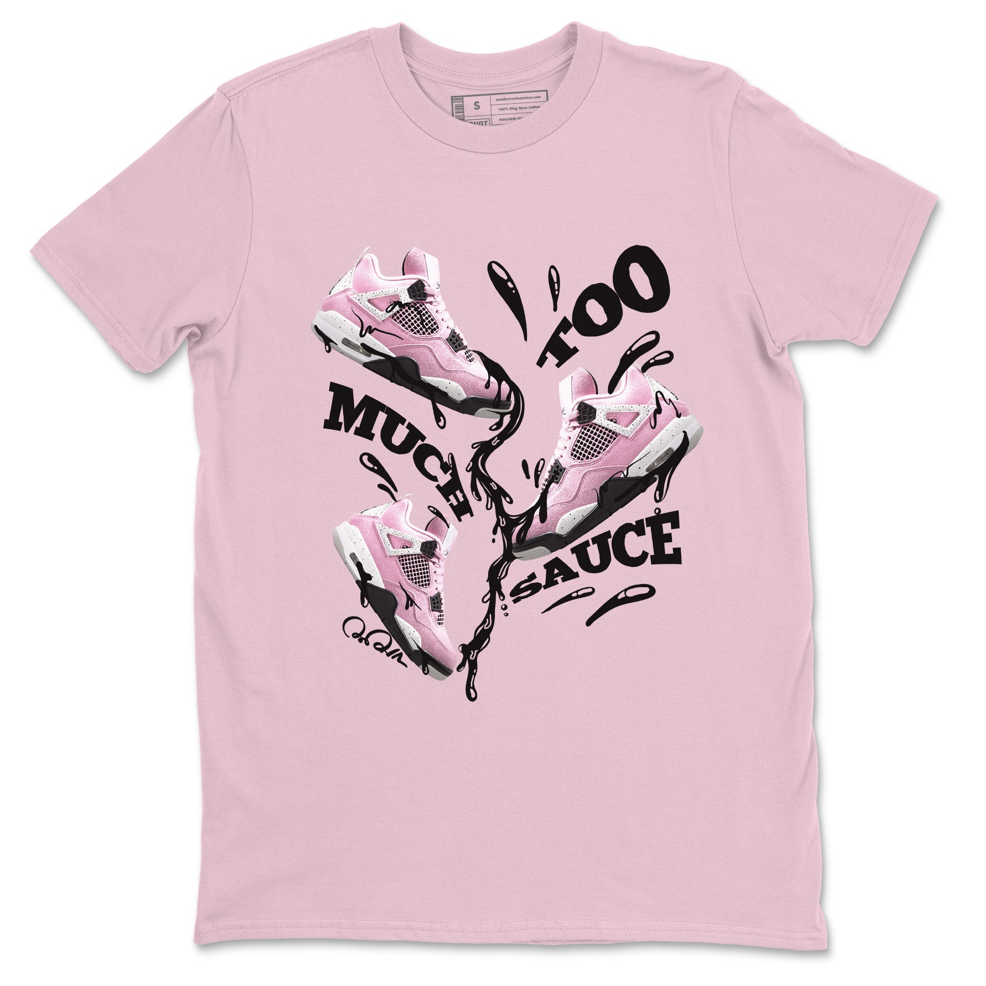 4s Retro Orchid shirts to match jordans Too Much Sauce sneaker match tees Air Jordan 4 WMNS Orchid match shoes to clothes Drip Gear Zone unisex cotton Pink 2 shirts