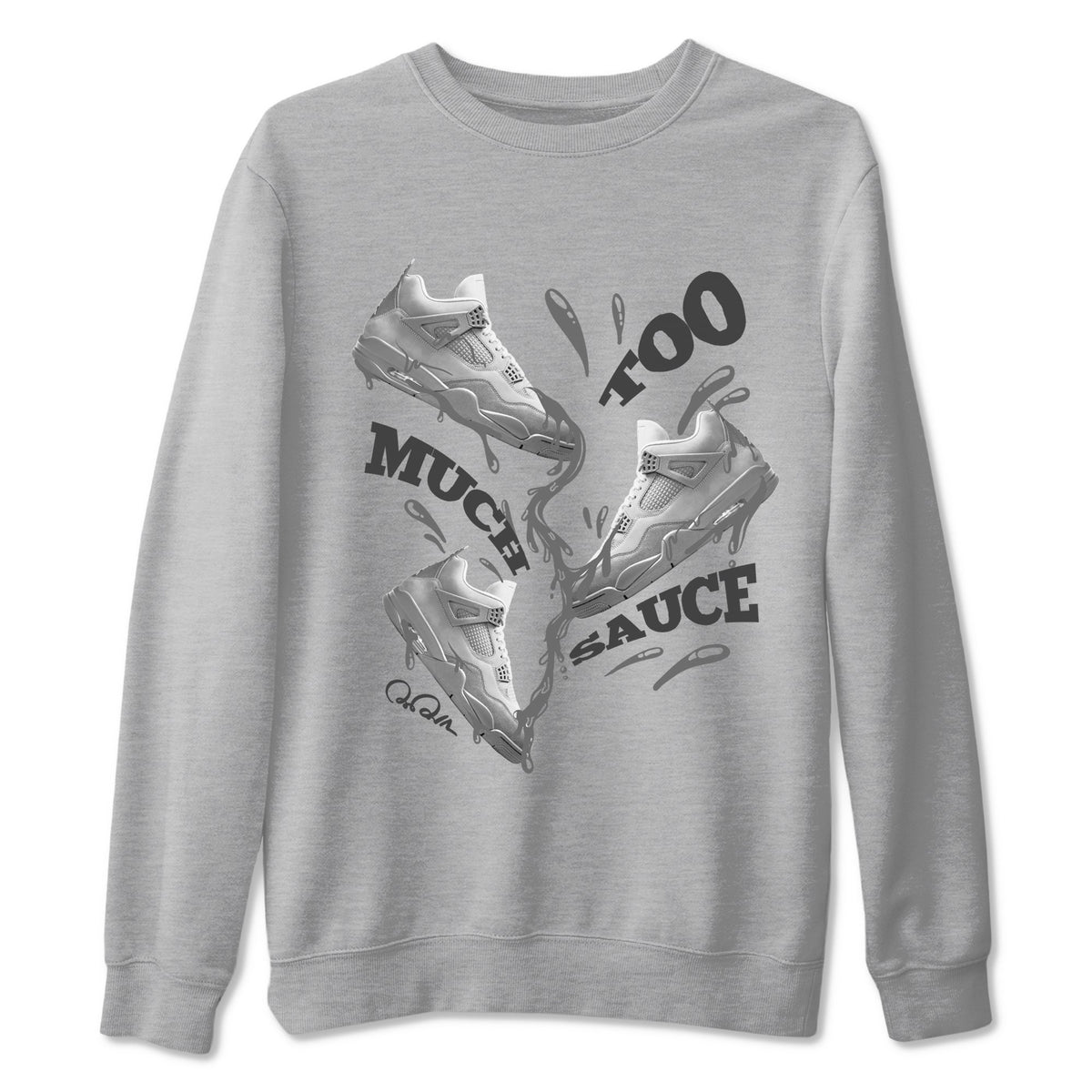 4s Wet Cement shirts to match jordans Too Much Sauce sneaker match tees Air Jordan 4 SE Wet Cement Drip Gear Zone unisex cotton Heather Grey 2 crew neck shirts