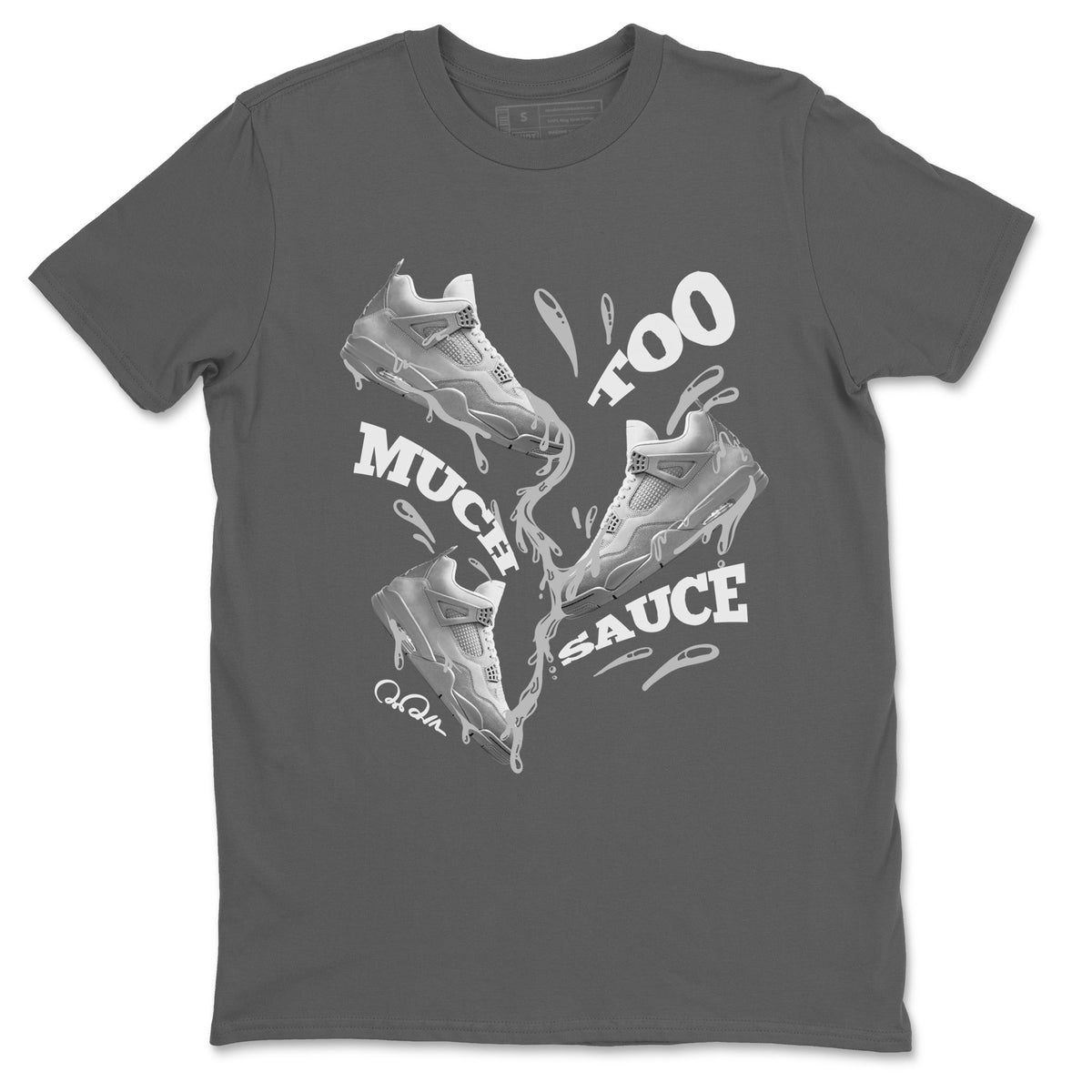 4s Wet Cement shirts to match jordans Too Much Sauce sneaker match tees Air Jordan 4 SE Wet Cement Drip Gear Zone unisex cotton Cool Grey 2 crew neck shirts