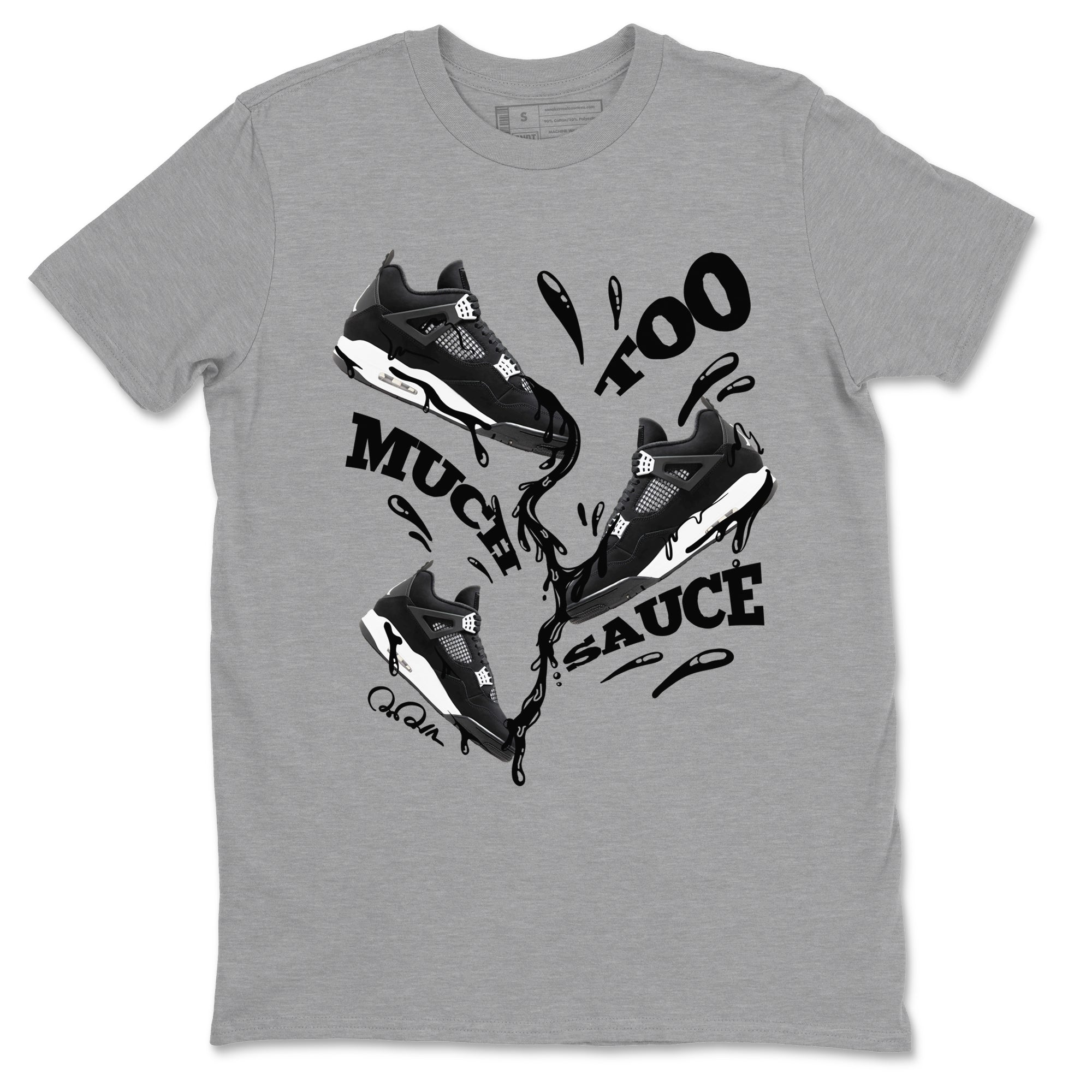 4s White Thunder shirts to match jordans Too Much Sauce sneaker match tees Air Jordan 4 White Thunder Drip Gear Zone unisex cotton Heather Grey 2 crew neck shirts