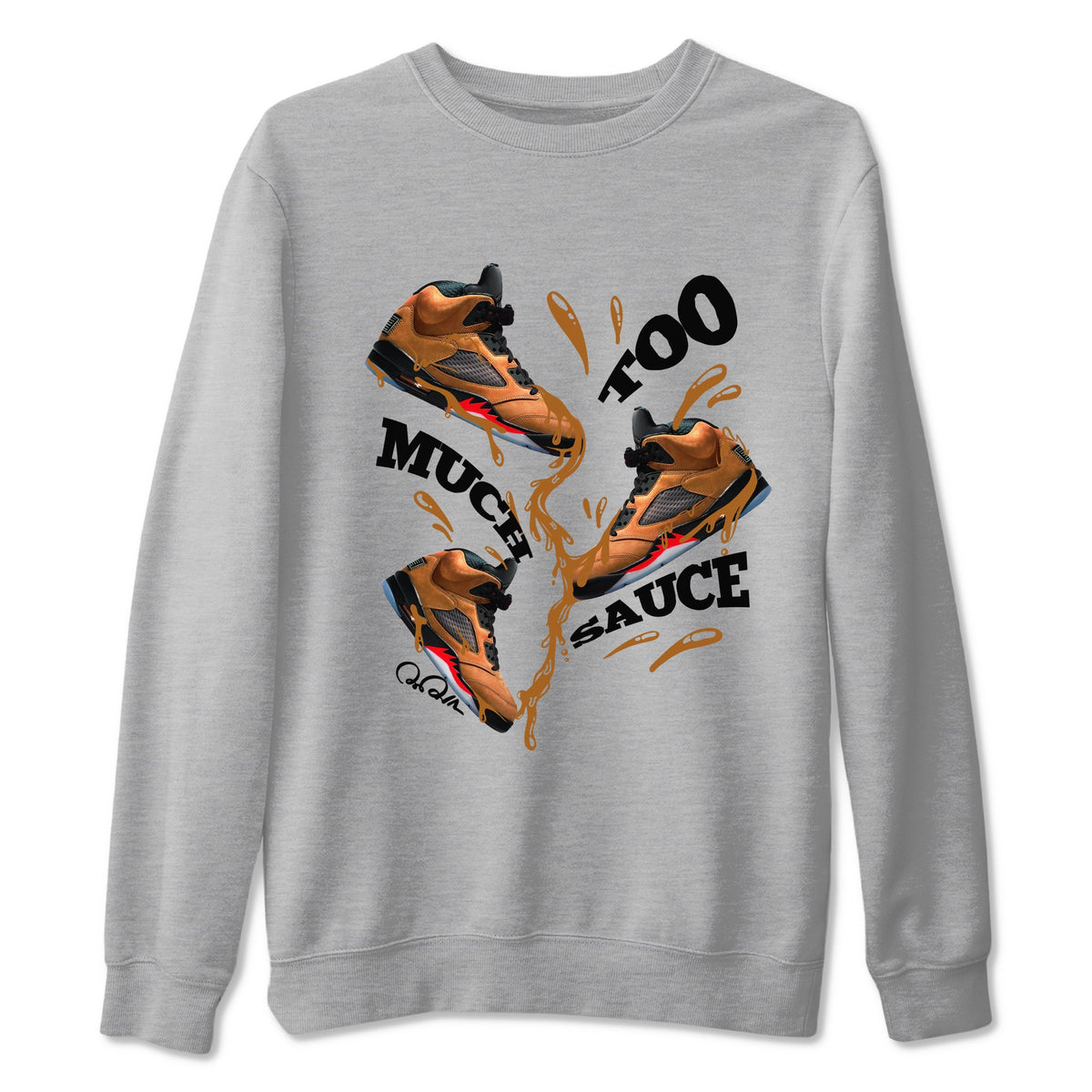 5s Archaeo Brown shirts to match jordans Too Much Sauce sneaker match tees Air Jordan 5 Archaeo Brown match shoes to clothes Drip Gear Zone unisex cotton Heather Grey 2 shirts