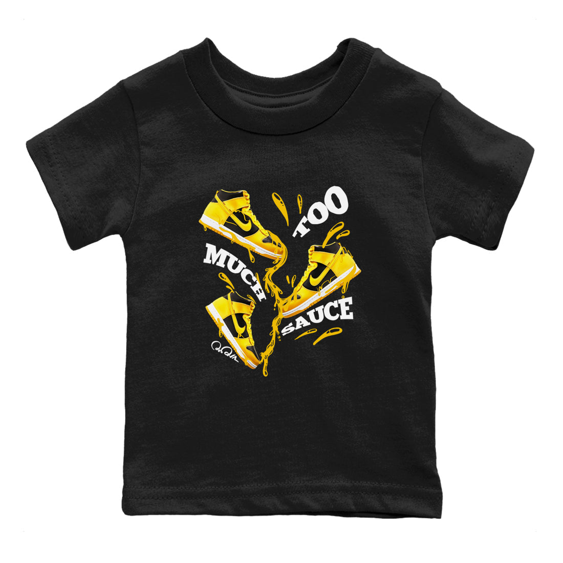 Dunk High Wu Tang shirts to match jordans Too Much Sauce sneaker match tees Dunk High Wu Tang match shoes to clothes Drip Gear Zone Youth Baby Black 2 tee