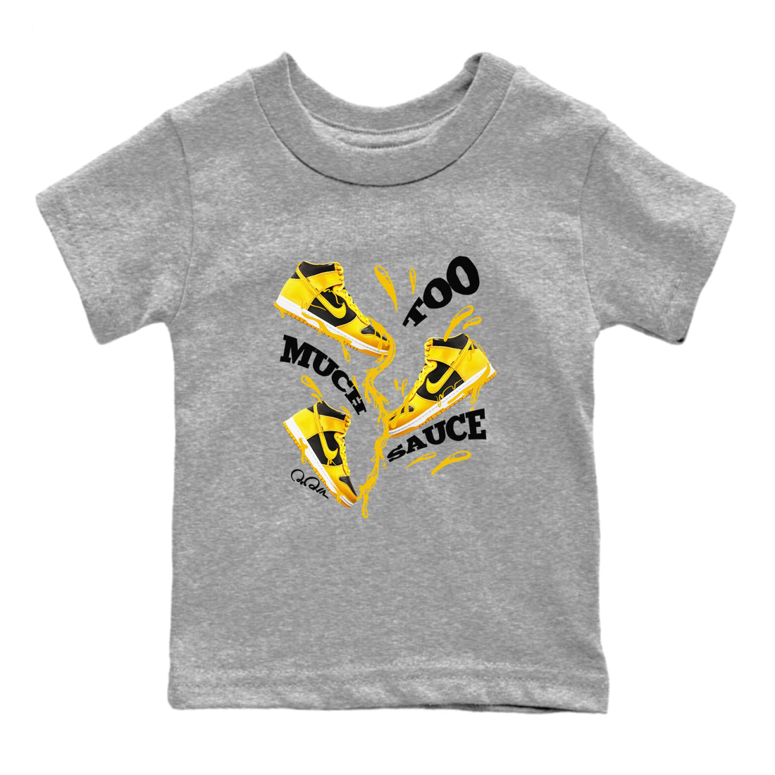 Dunk High Wu Tang shirts to match jordans Too Much Sauce sneaker match tees Dunk High Wu Tang match shoes to clothes Drip Gear Zone Youth Baby Heather Grey 2 tee