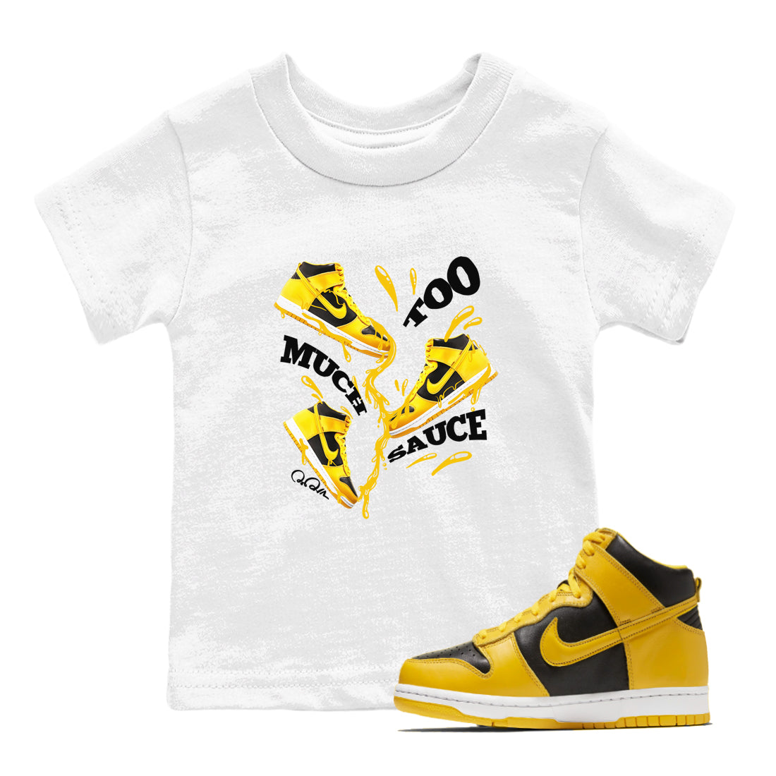 Dunk High Wu Tang shirts to match jordans Too Much Sauce sneaker match tees Dunk High Wu Tang match shoes to clothes Drip Gear Zone Youth Baby White 1 tee