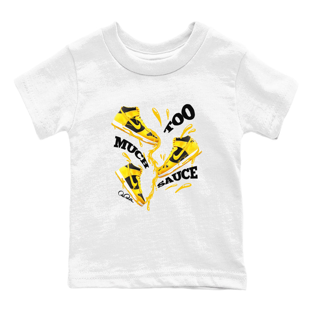 Dunk High Wu Tang shirts to match jordans Too Much Sauce sneaker match tees Dunk High Wu Tang match shoes to clothes Drip Gear Zone Youth Baby White 2 tee