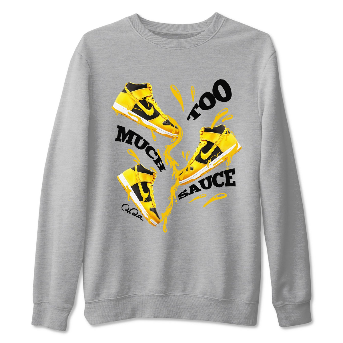 Dunk High Wu Tang shirts to match jordans Too Much Sauce sneaker match tees Dunk High Wu Tang match shoes to clothes Drip Gear Zone unisex cotton Heather Grey 2 shirts