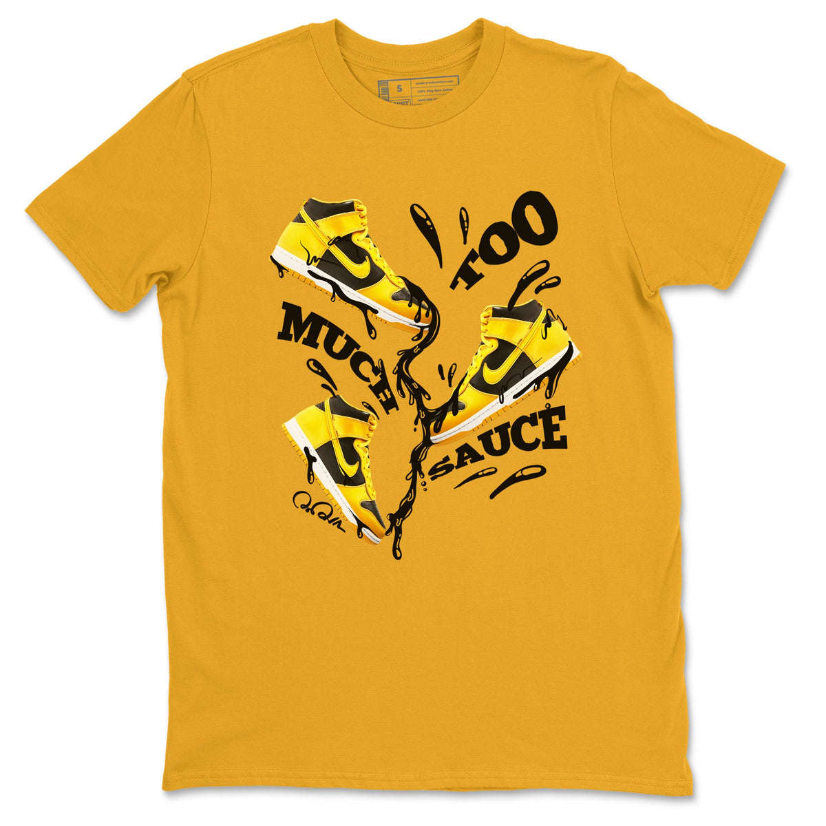 Dunk High Wu Tang shirts to match jordans Too Much Sauce sneaker match tees Dunk High Wu Tang match shoes to clothes Drip Gear Zone unisex cotton Gold 2 shirts