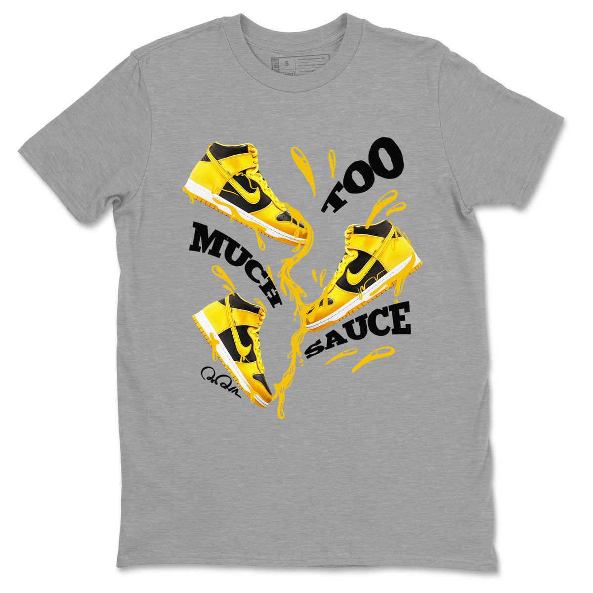 Dunk High Wu Tang shirts to match jordans Too Much Sauce sneaker match tees Dunk High Wu Tang match shoes to clothes Drip Gear Zone unisex cotton Heather Grey 2 shirts