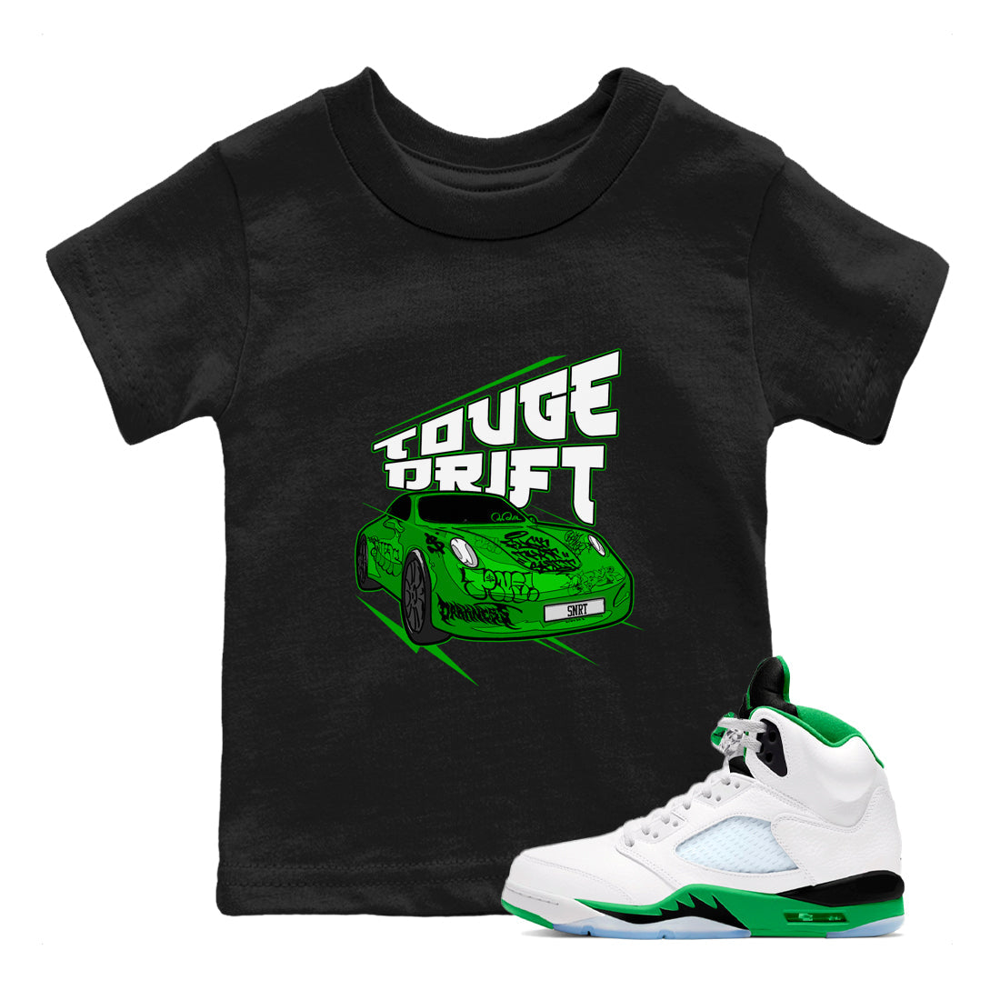 Air Jordan 5 Lucky Green shirt to match jordans Touge Drift sneaker tees AJ5 Lucky Green Drip Gear Zone Baby Toddler Black 1 T-Shirt