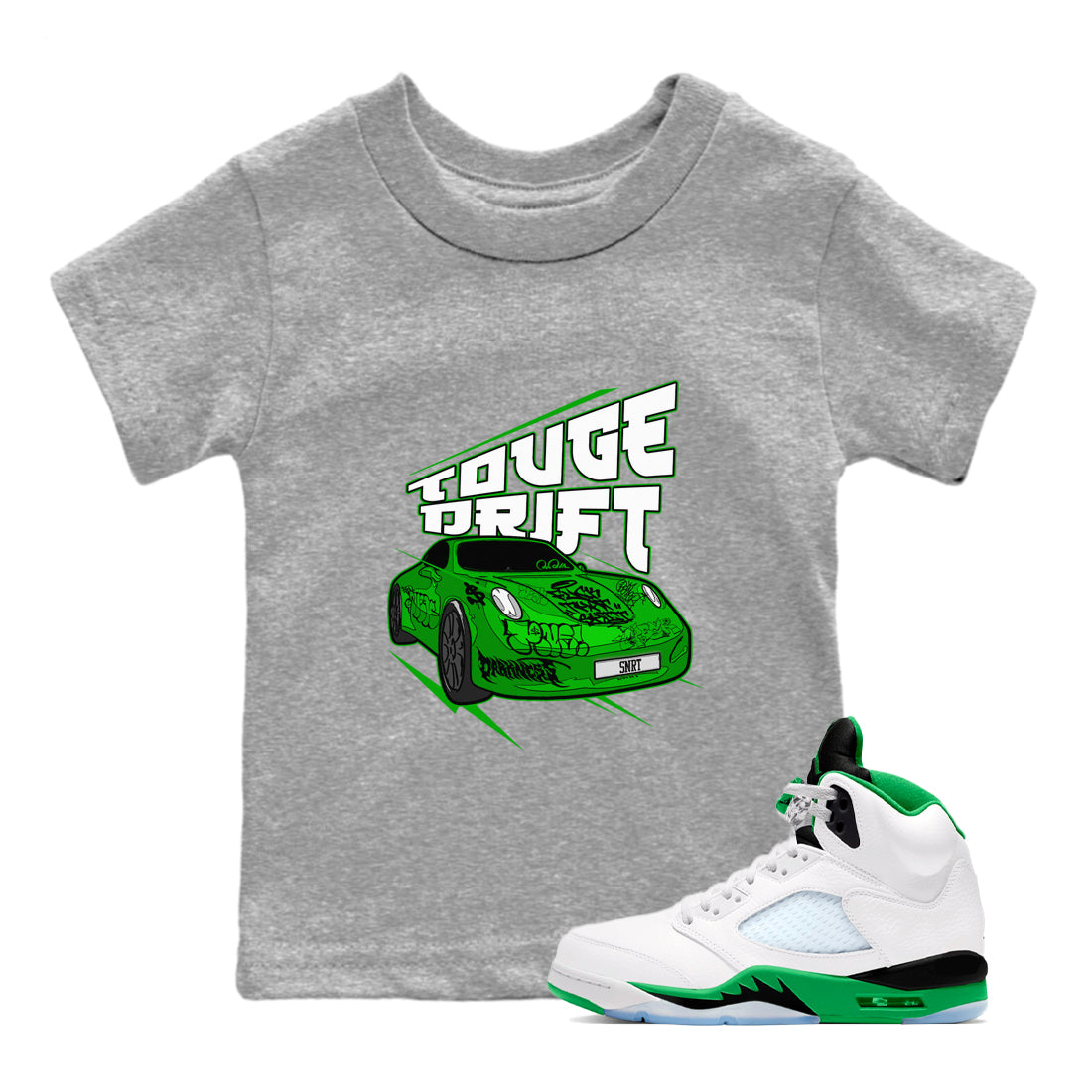 Air Jordan 5 Lucky Green shirt to match jordans Touge Drift sneaker tees AJ5 Lucky Green Drip Gear Zone Baby Toddler Heather Grey 1 T-Shirt