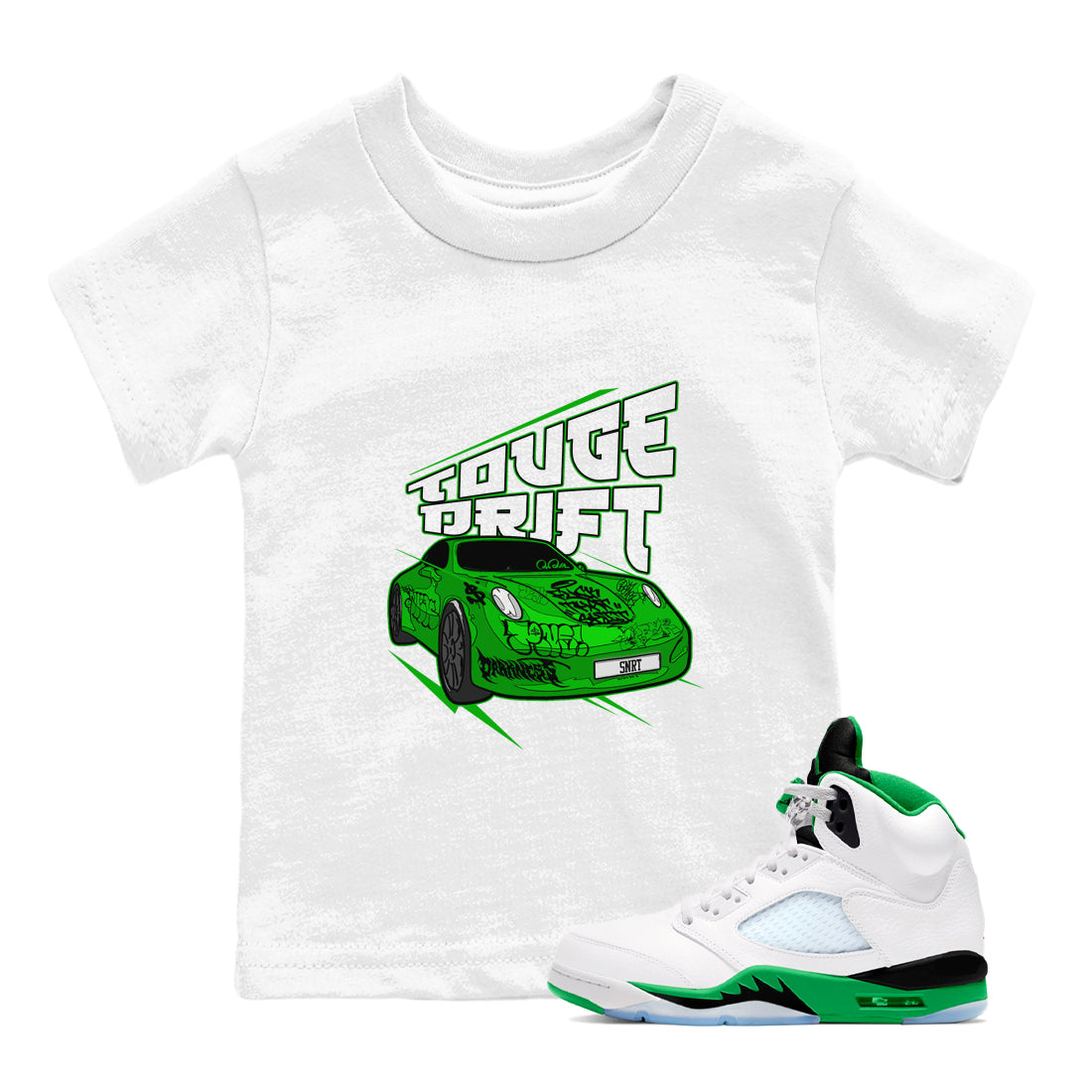 Air Jordan 5 Lucky Green shirt to match jordans Touge Drift sneaker tees AJ5 Lucky Green Drip Gear Zone Baby Toddler White 1 T-Shirt