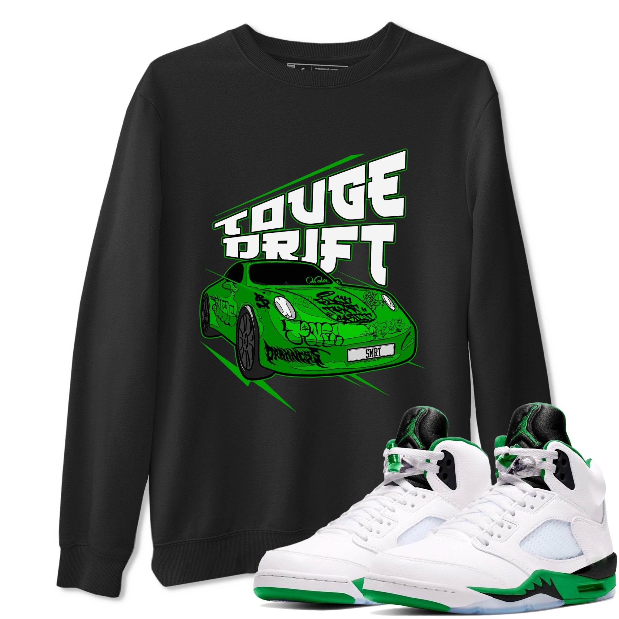 Air Jordan 5 Lucky Green shirt to match jordans Touge Drift sneaker tees AJ5 Lucky Green Drip Gear Zone Unisex Black 1 T-Shirt