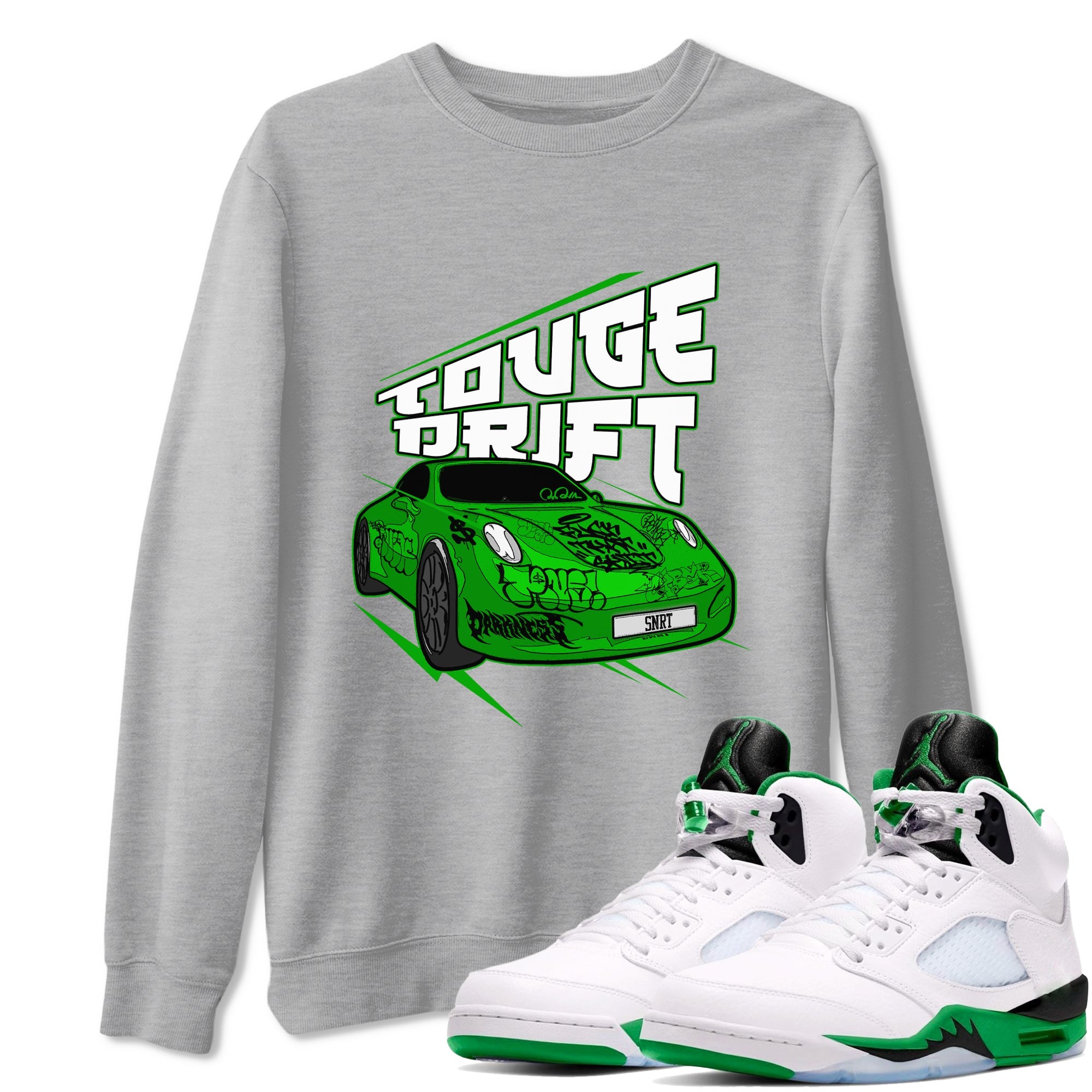 Air Jordan 5 Lucky Green shirt to match jordans Touge Drift sneaker tees AJ5 Lucky Green Drip Gear Zone Unisex Heather Grey 1 T-Shirt