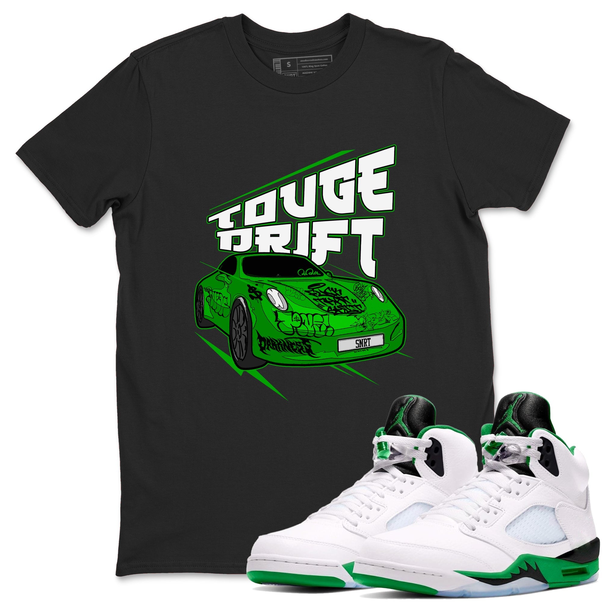 Air Jordan 5 Lucky Green shirt to match jordans Touge Drift sneaker tees AJ5 Lucky Green Drip Gear Zone Unisex Black 1 T-Shirt
