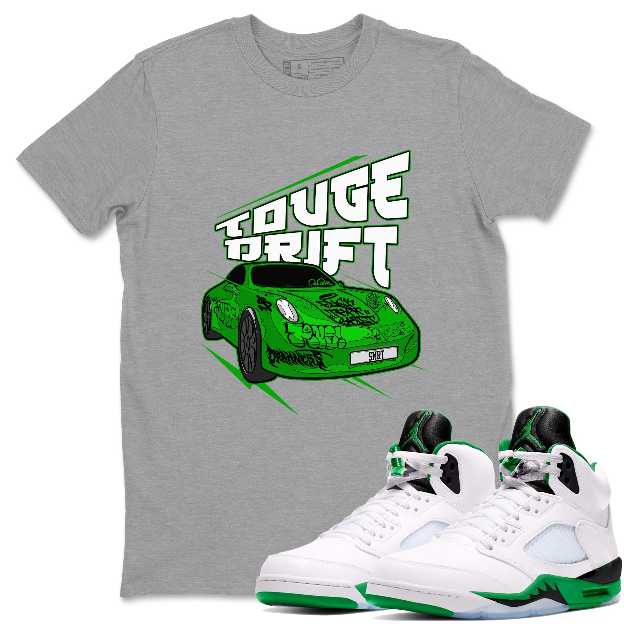 Air Jordan 5 Lucky Green shirt to match jordans Touge Drift sneaker tees AJ5 Lucky Green Drip Gear Zone Unisex Heather Grey 1 T-Shirt