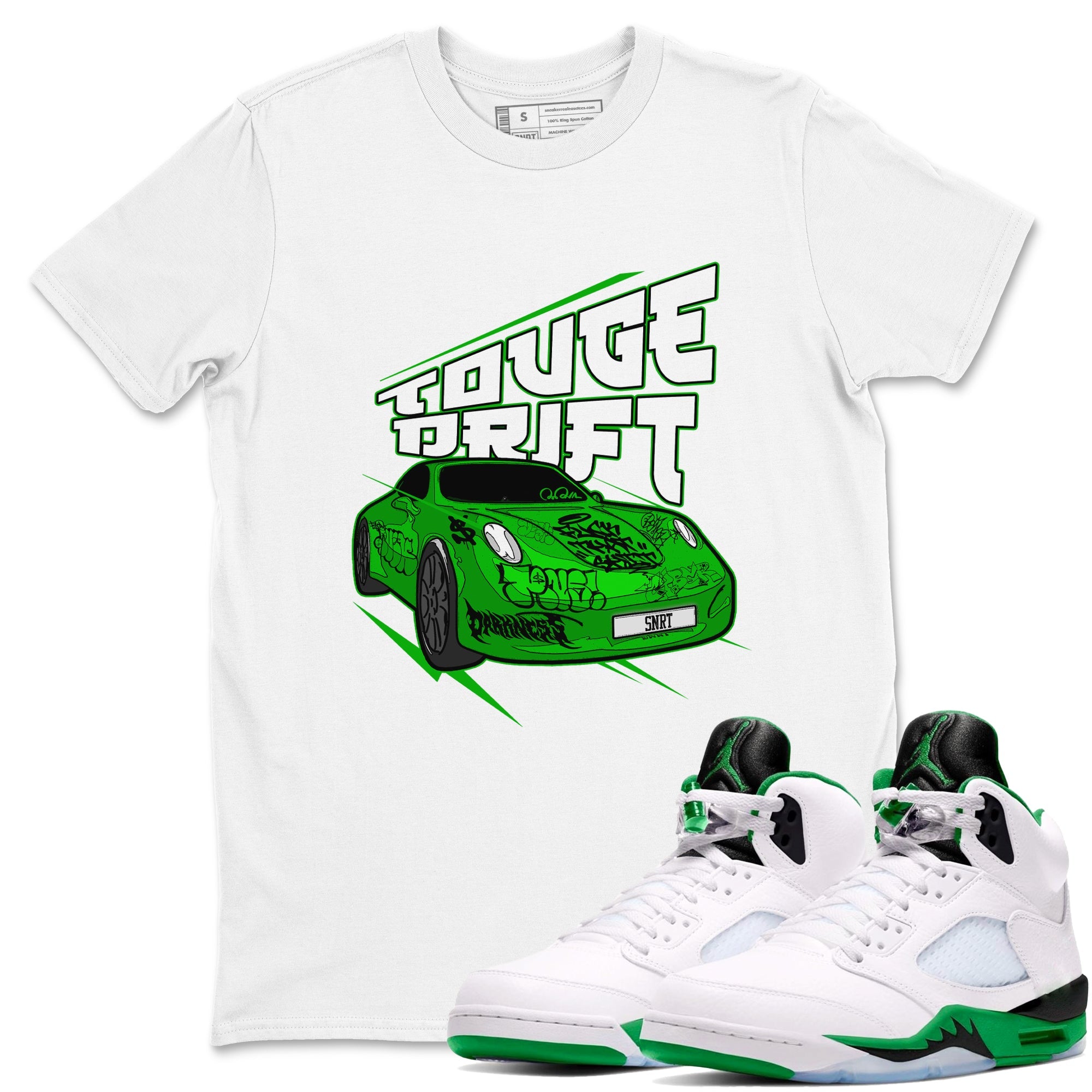 Air Jordan 5 Lucky Green shirt to match jordans Touge Drift sneaker tees AJ5 Lucky Green Drip Gear Zone Unisex White 1 T-Shirt
