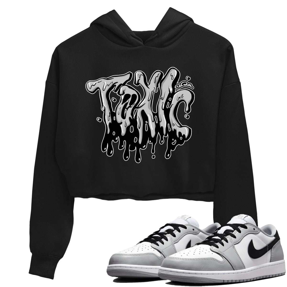 1s Wolf Grey shirts to match jordans Toxic sneaker match tees Air Jordan 1 Wolf Grey Drip Gear Zone streetwear brand Black 1 crop tee