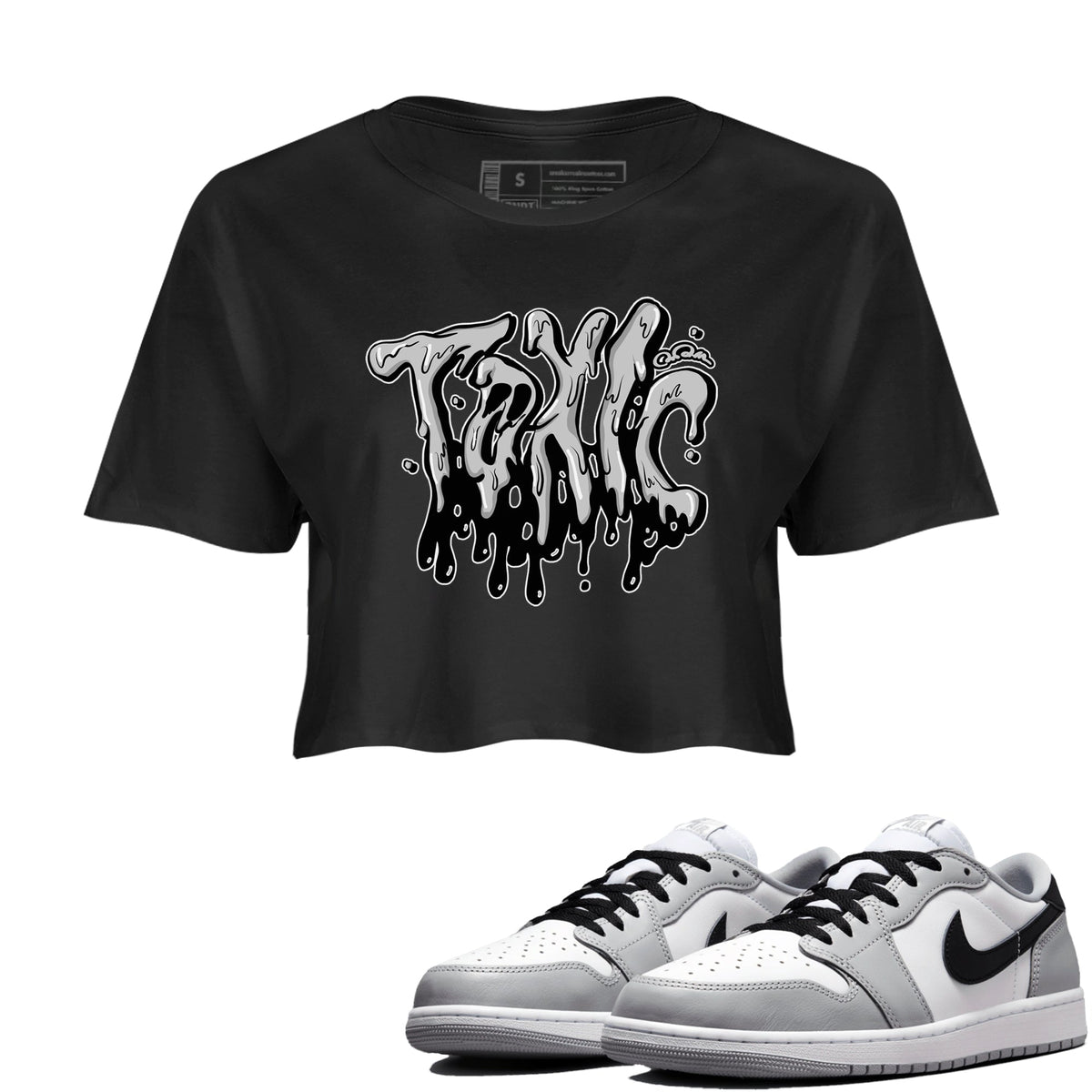 1s Wolf Grey shirts to match jordans Toxic sneaker match tees Air Jordan 1 Wolf Grey Drip Gear Zone streetwear brand Black 1 crop tee