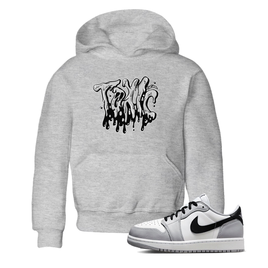 1s Wolf Grey shirts to match jordans Toxic sneaker match tees Air Jordan 1 Wolf Grey Drip Gear Zone streetwear brand Baby and Youth Heather Grey 1 cotton tee