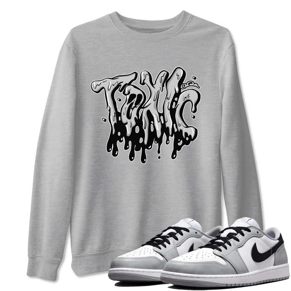 1s Wolf Grey shirts to match jordans Toxic sneaker match tees Air Jordan 1 Wolf Grey Drip Gear Zone streetwear brand Heather Grey 1 unisex cotton tee