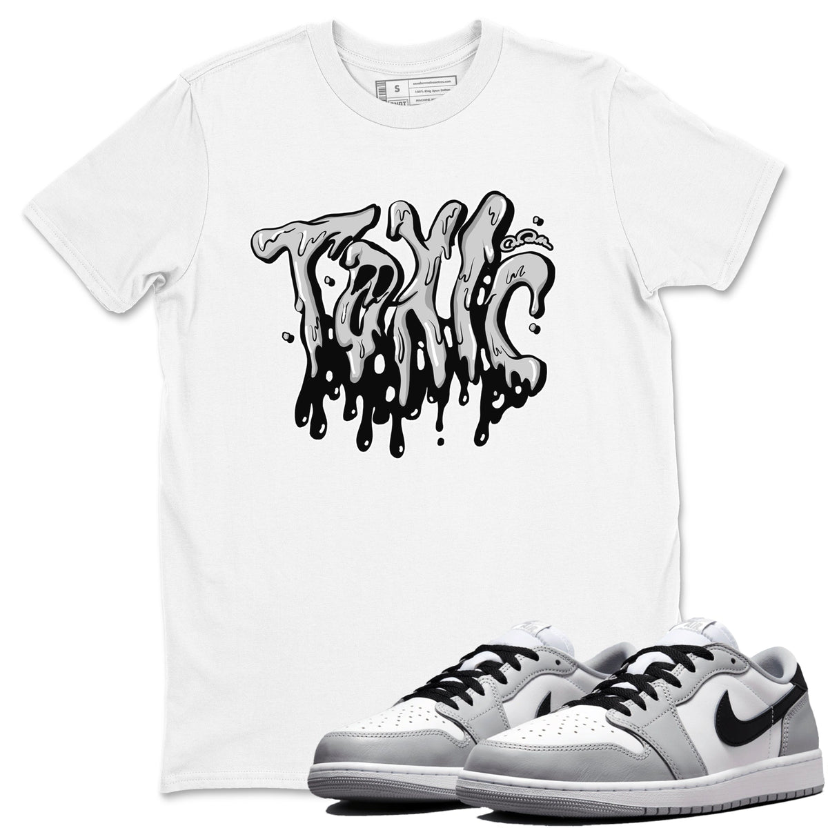 1s Wolf Grey shirts to match jordans Toxic sneaker match tees Air Jordan 1 Wolf Grey Drip Gear Zone streetwear brand White 1 unisex cotton tee