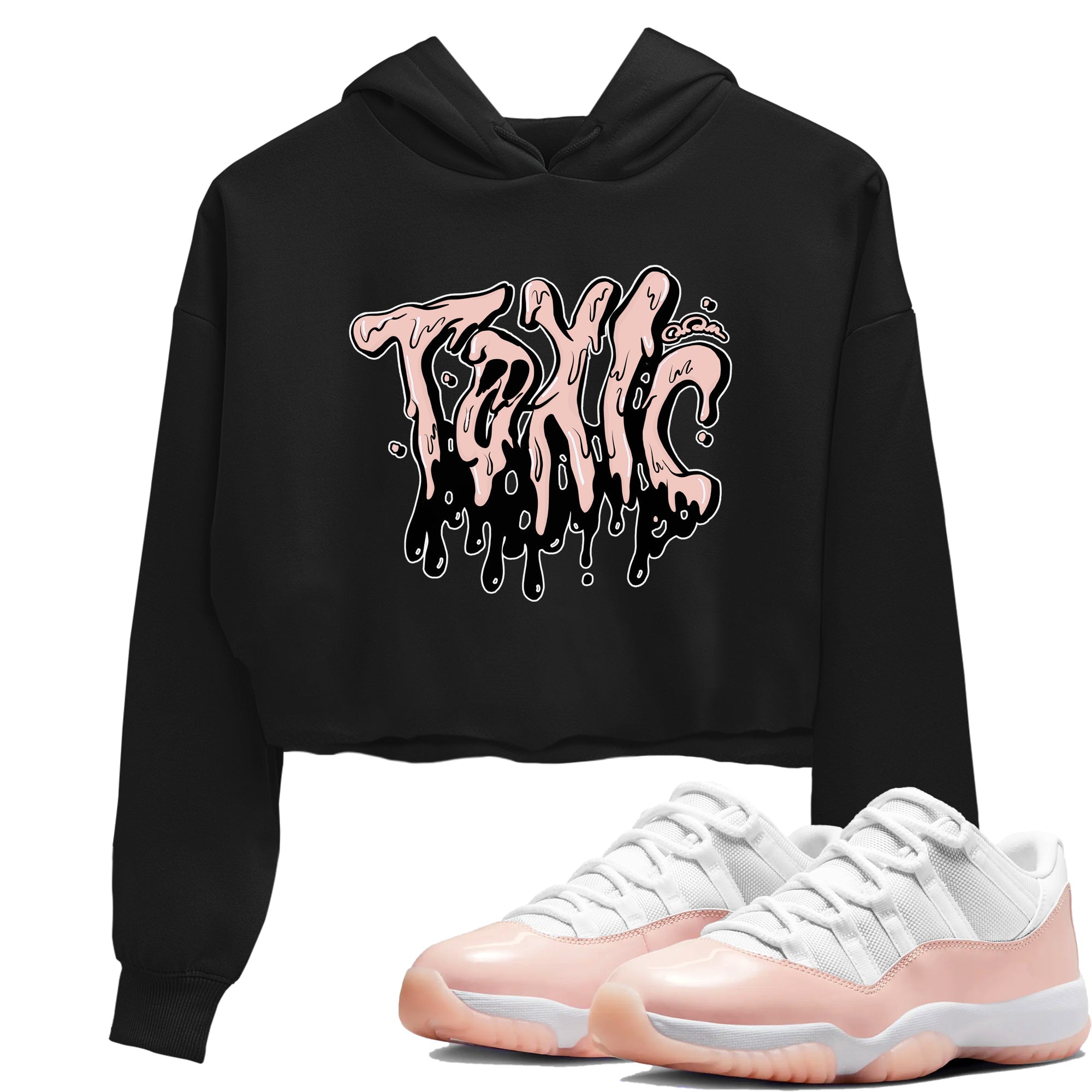 11s Legend Pink shirts to match jordans Toxic sneaker match tees Air Jordan 11 Legend Pink Drip Gear Zone streetwear brand Black 1 crop tee
