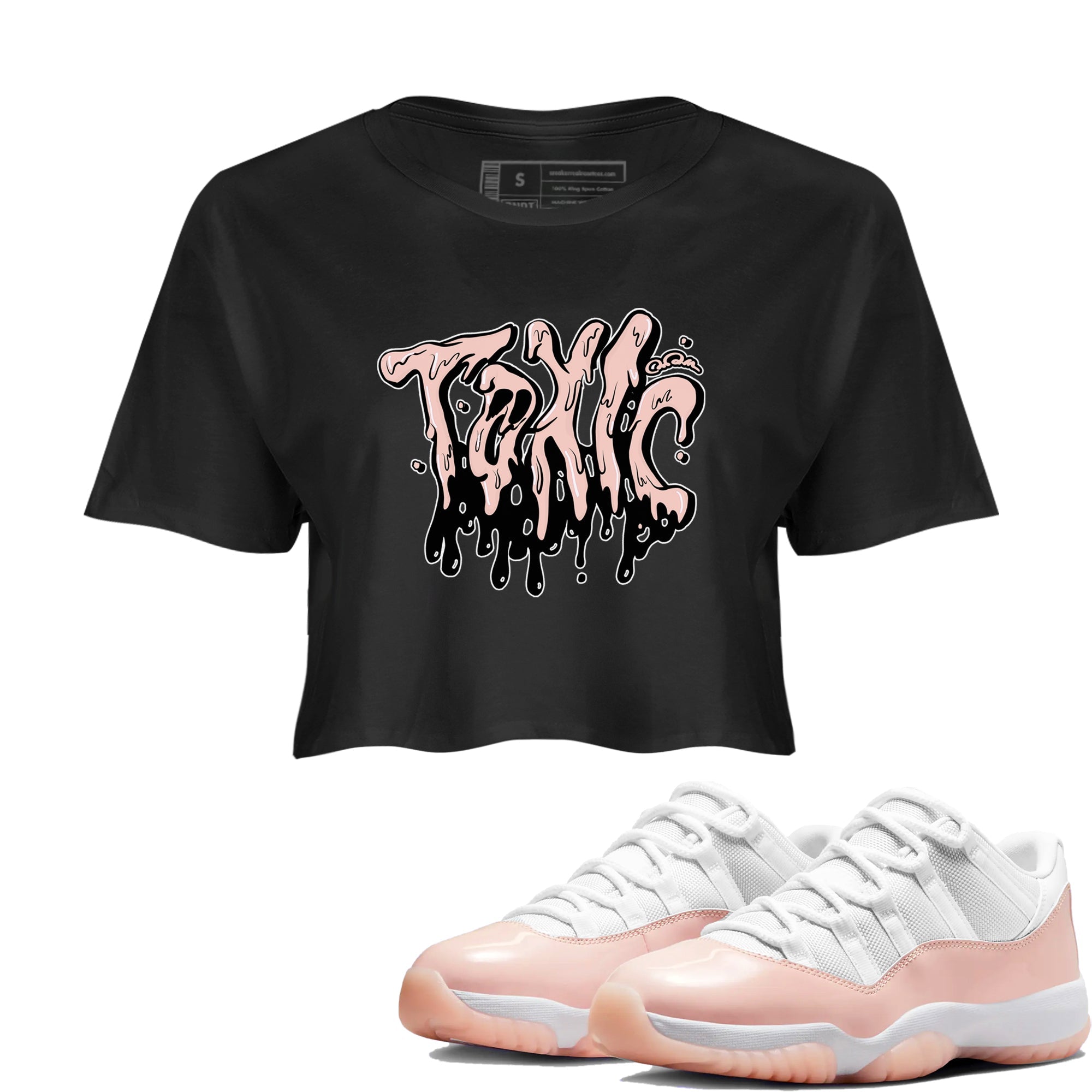 11s Legend Pink shirts to match jordans Toxic sneaker match tees Air Jordan 11 Legend Pink Drip Gear Zone streetwear brand Black 1 crop tee